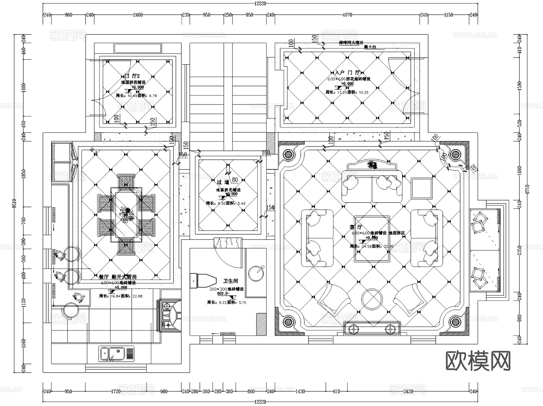 美墅馆户型三层别墅室内家装CAD施工图cad施工图