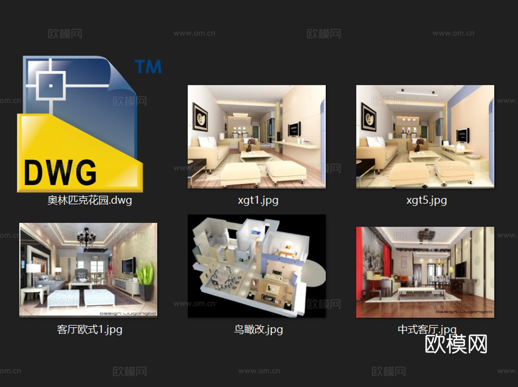 奥林匹克花园平层室内家装CAD施工图cad施工图
