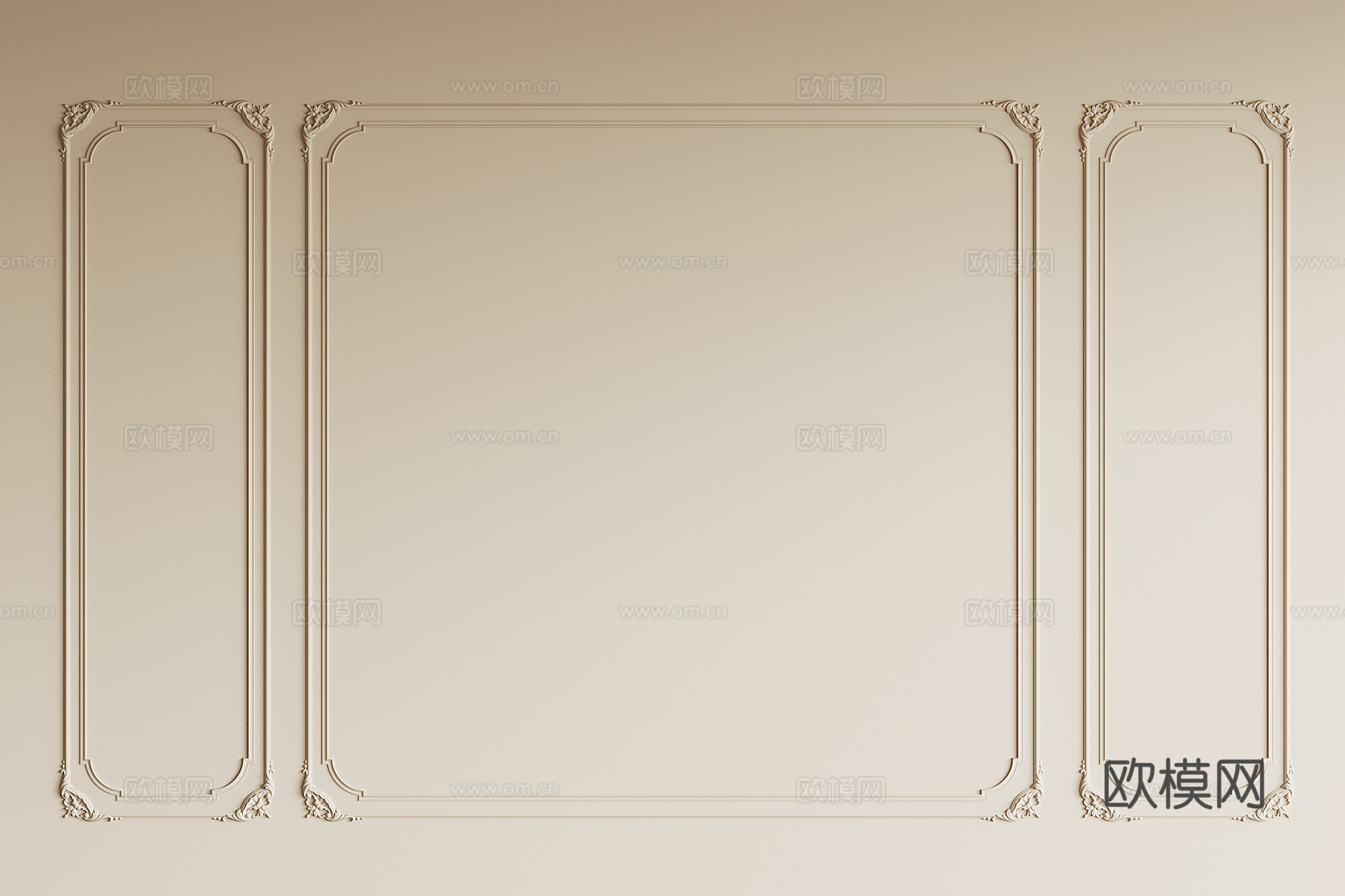 法式石膏线 线条 背景墙su模型