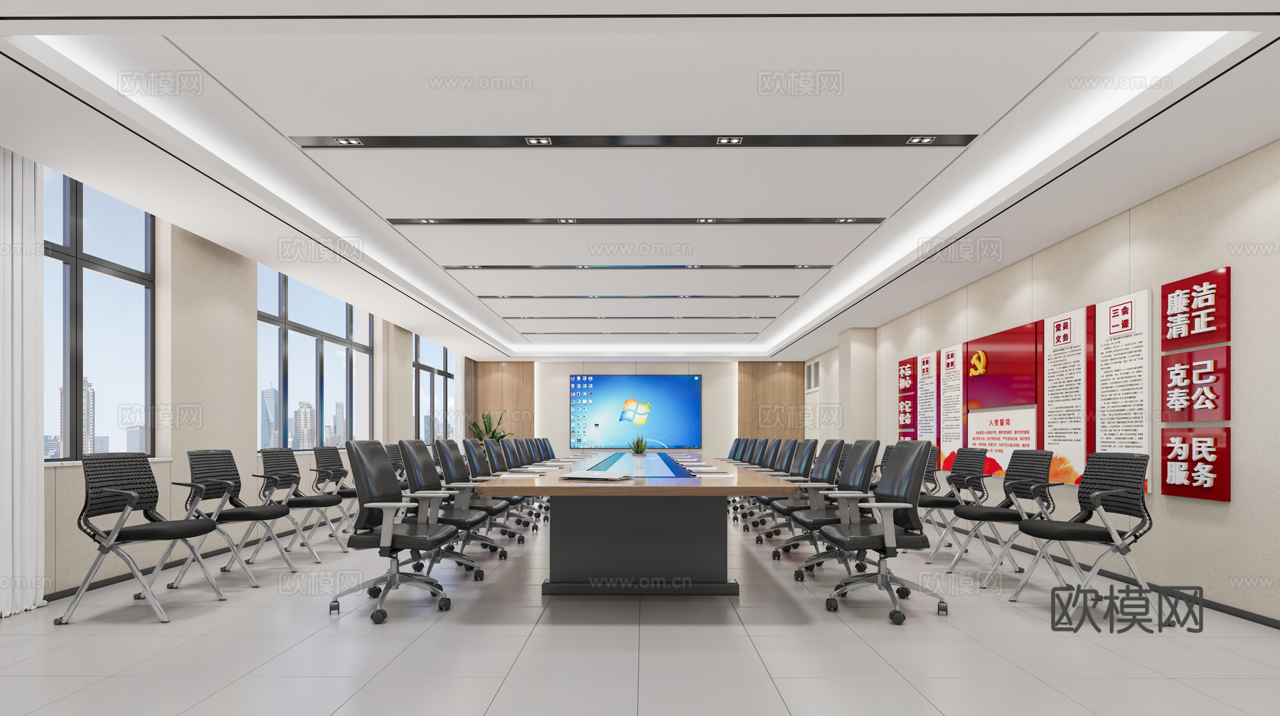 现代会议室_大型会议室_小型会议室_会议室_培训室_会议桌椅su模型