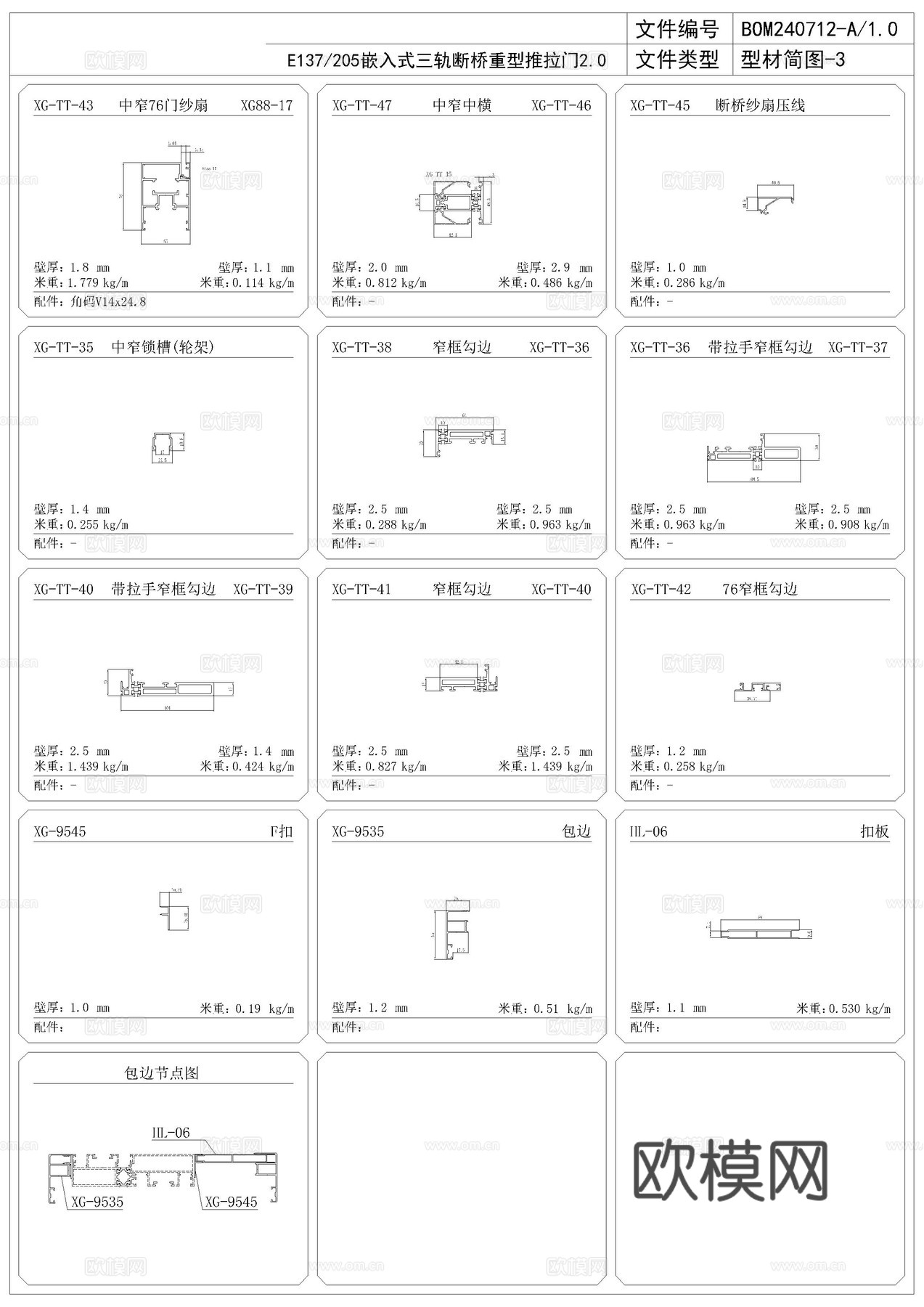 推拉门节点cad施工图