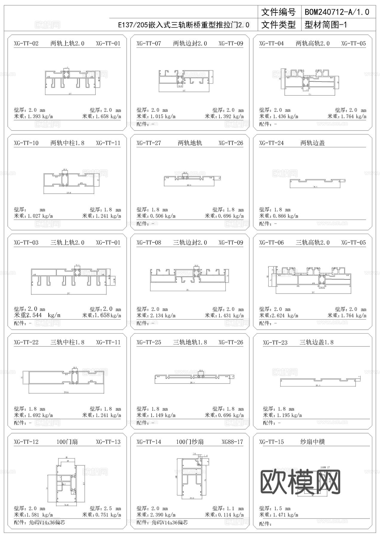 推拉门节点cad施工图