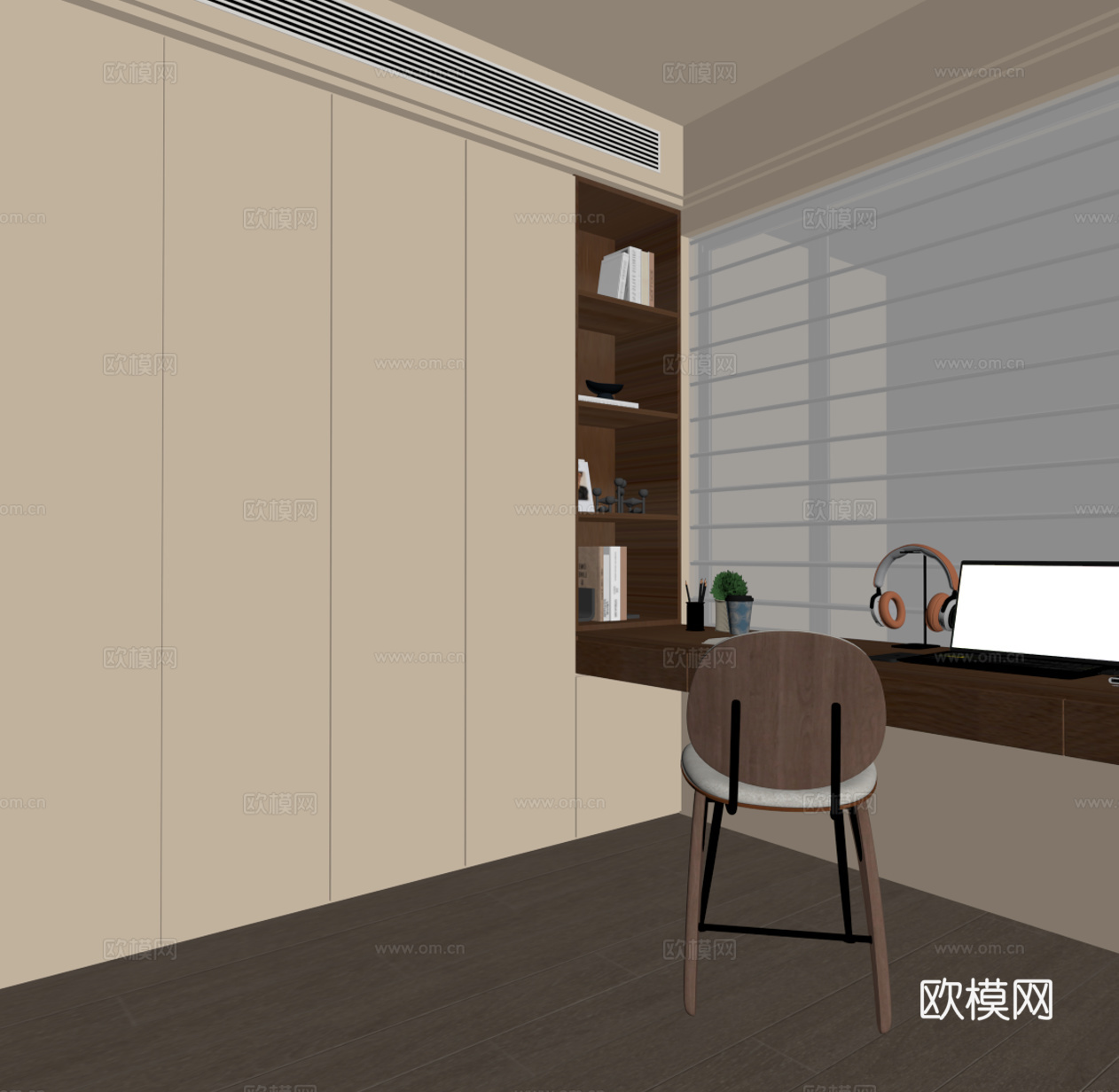 现代书房 衣帽间su模型