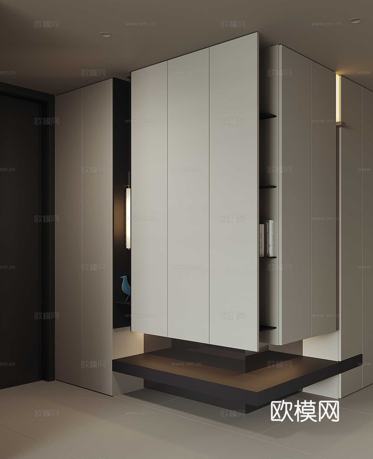 现代入户鞋柜su模型下载（渲染图1）