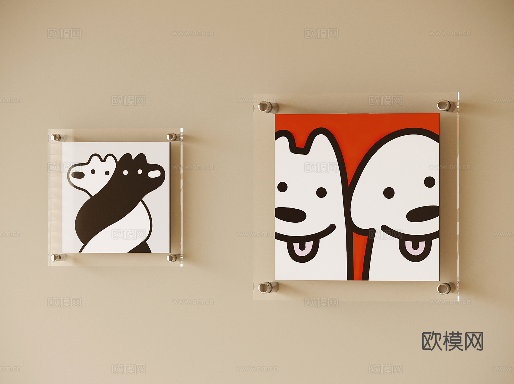 现代儿童挂画 装饰画su模型