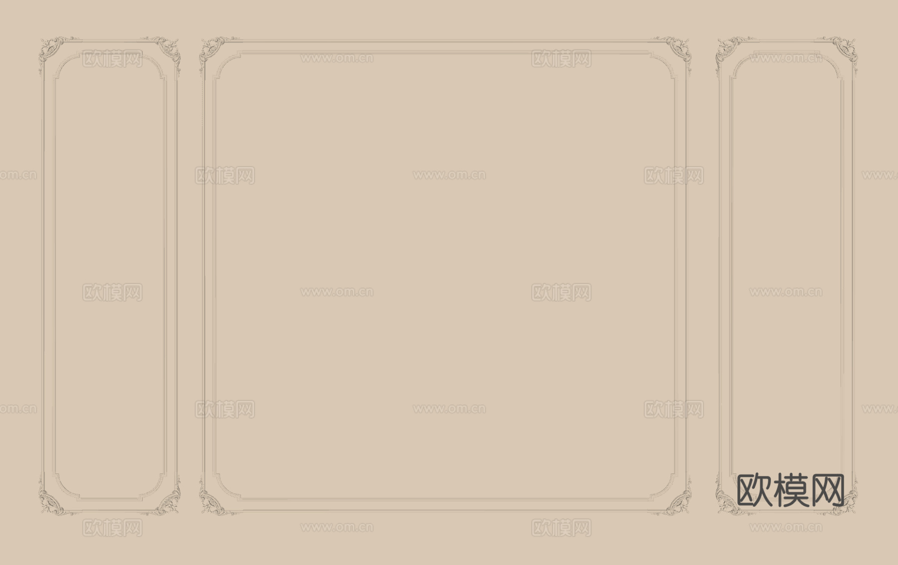 法式石膏线 线条 背景墙su模型