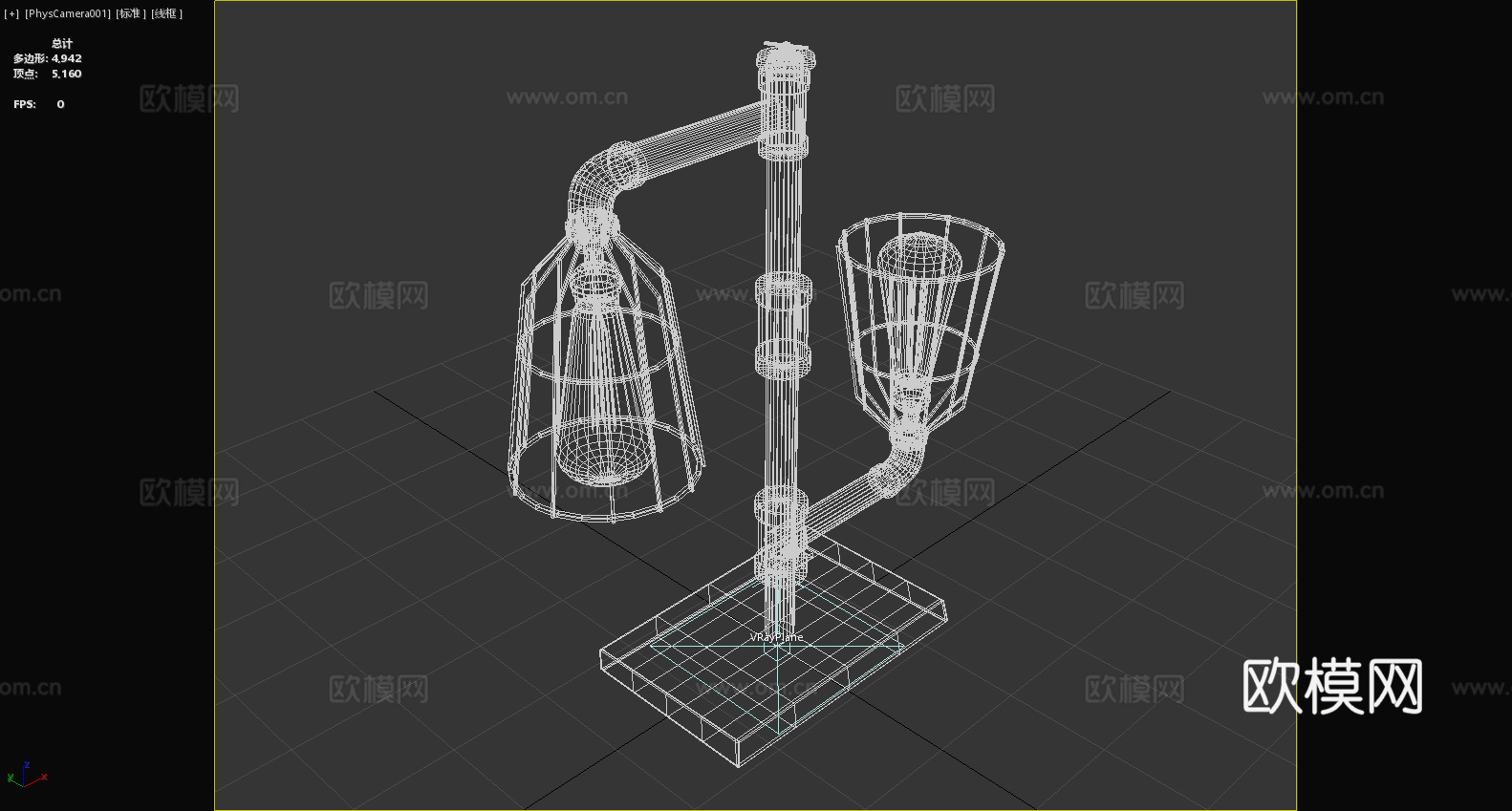 工业风台灯 管道灯 铁艺灯罩 复古灯泡 木质底座3d模型下载（渲染图6）