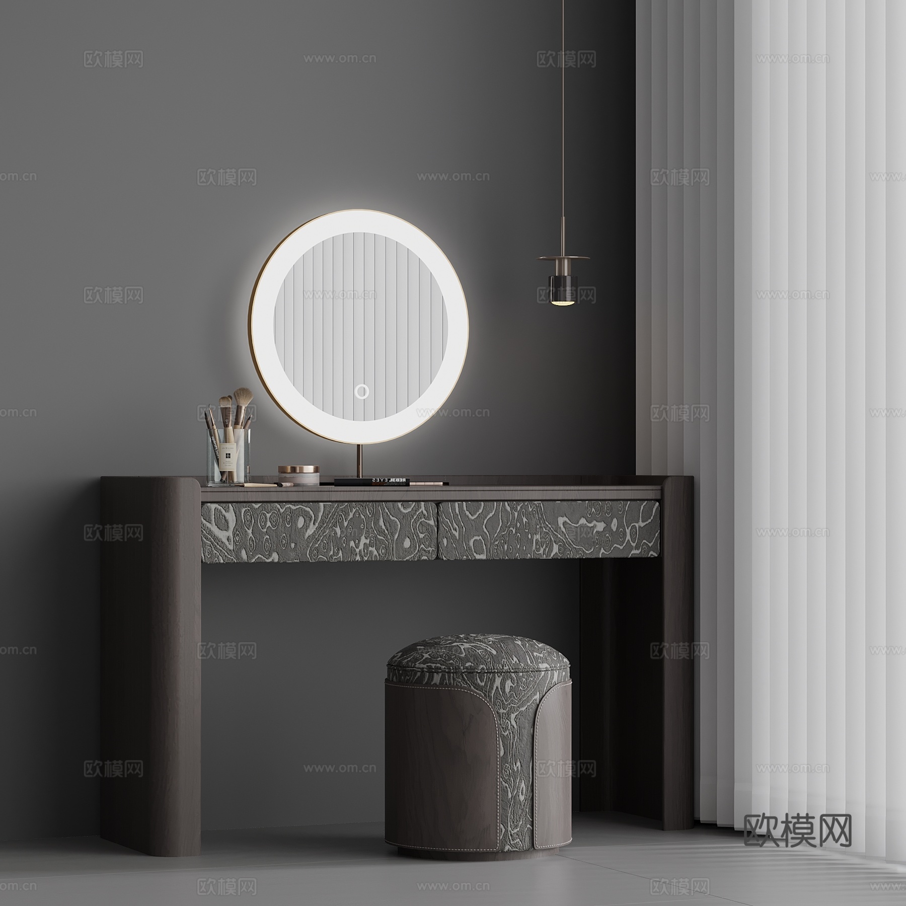 现代意式梳妆台su模型