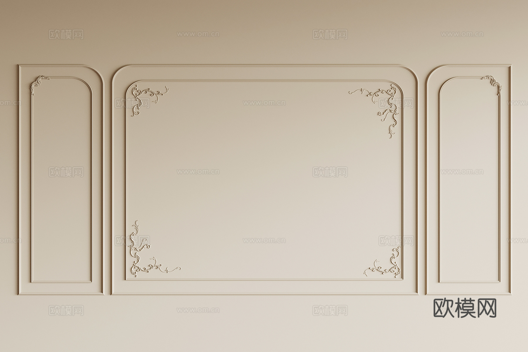 法式石膏线 线条 背景墙su模型