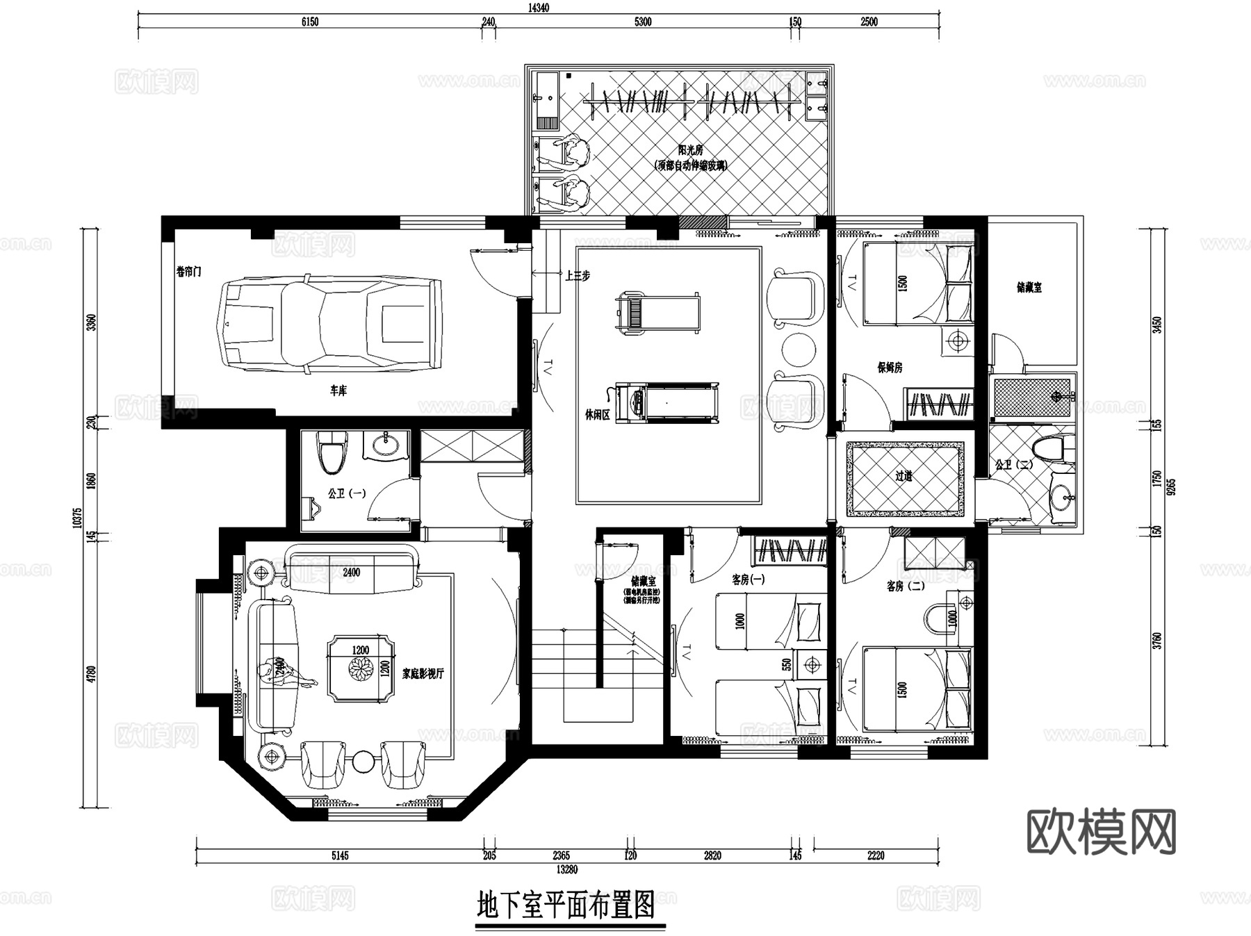 千亿山庄凝香园1排08号三层别墅室内家装CAD施工图整套cad施工图