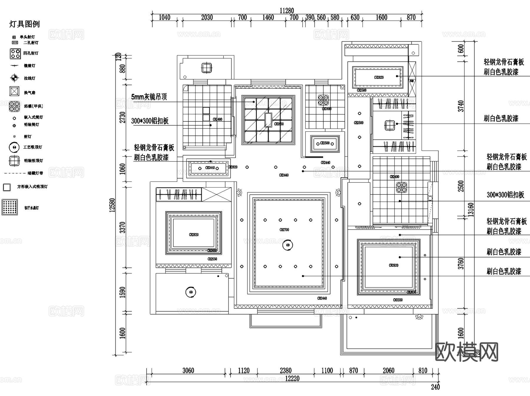 奥林匹克花园平层室内家装CAD施工图cad施工图