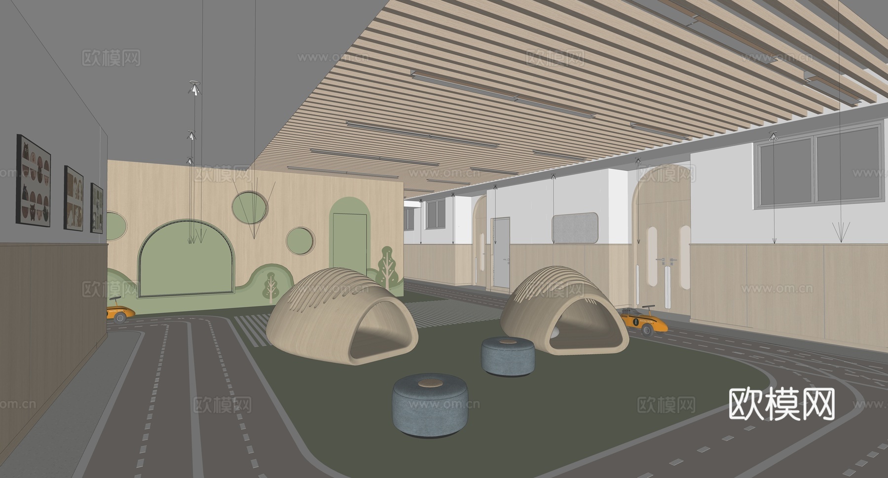 现代幼儿园内部_幼儿园大厅_幼儿园教室_幼儿园活动室_幼儿园su模型