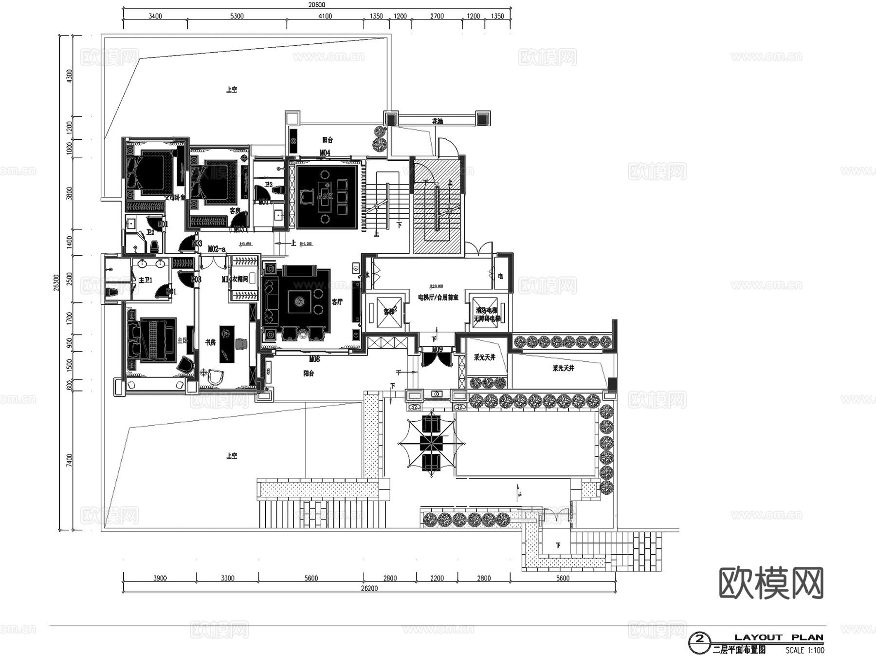 南康刘府中式三层别墅室内家装CAD施工图cad施工图