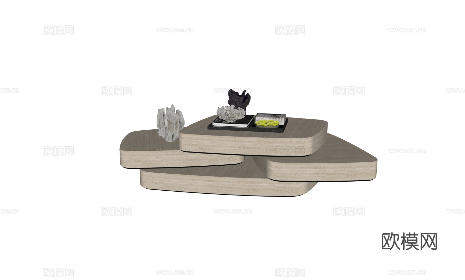 现代石材客厅茶几su模型
