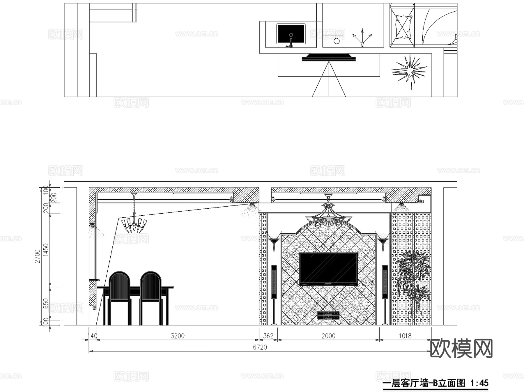 欧式二层别墅室内家装CAD施工图cad施工图