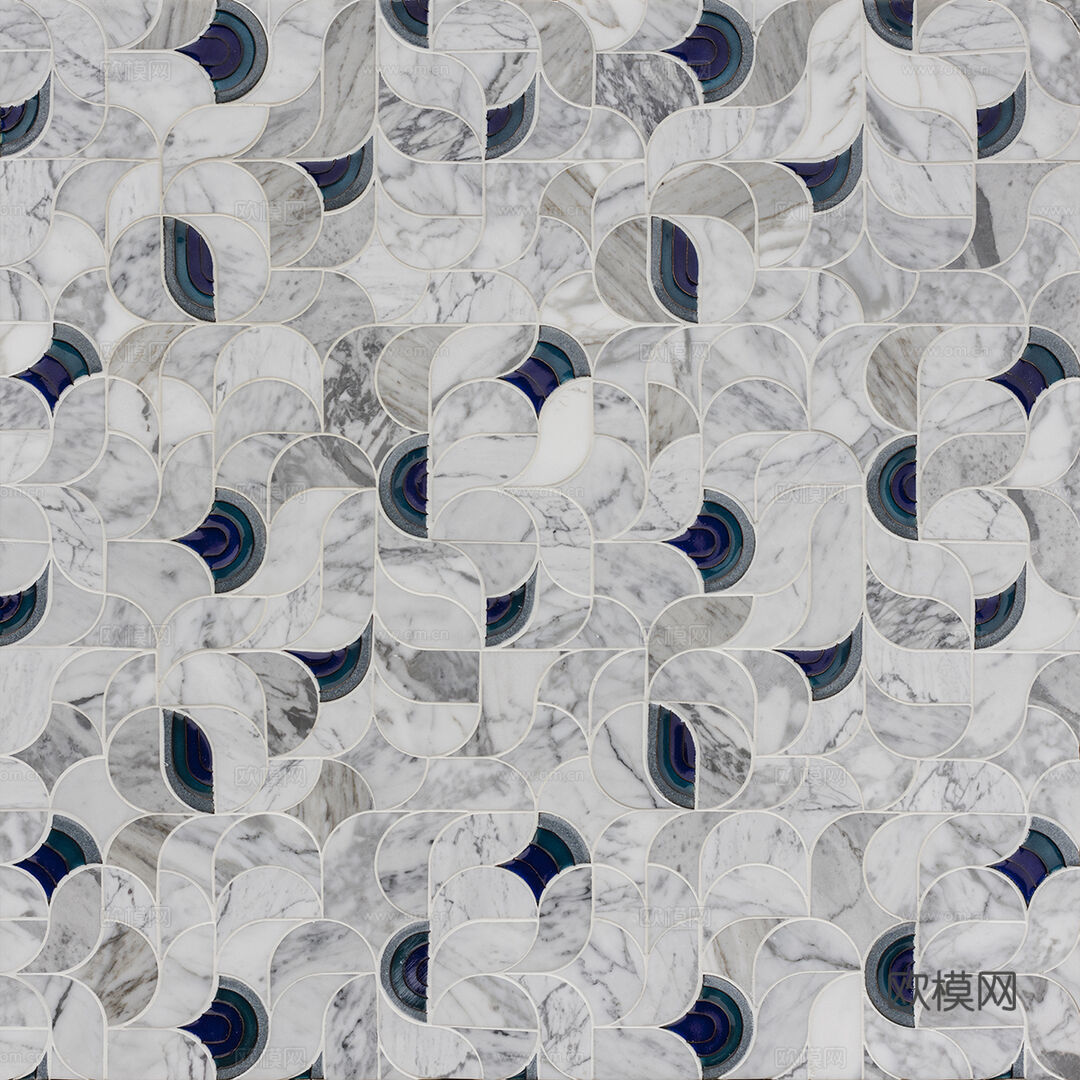 现代简约无缝不规则石材拼花