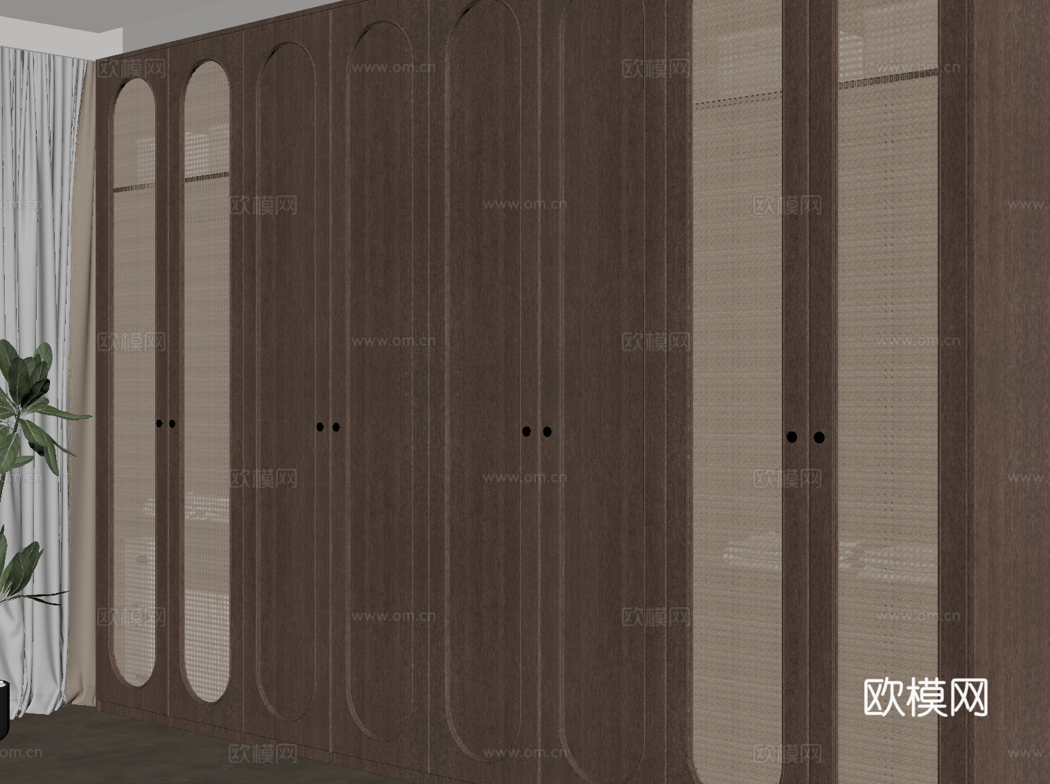 中古风衣柜 实木成品衣柜su模型