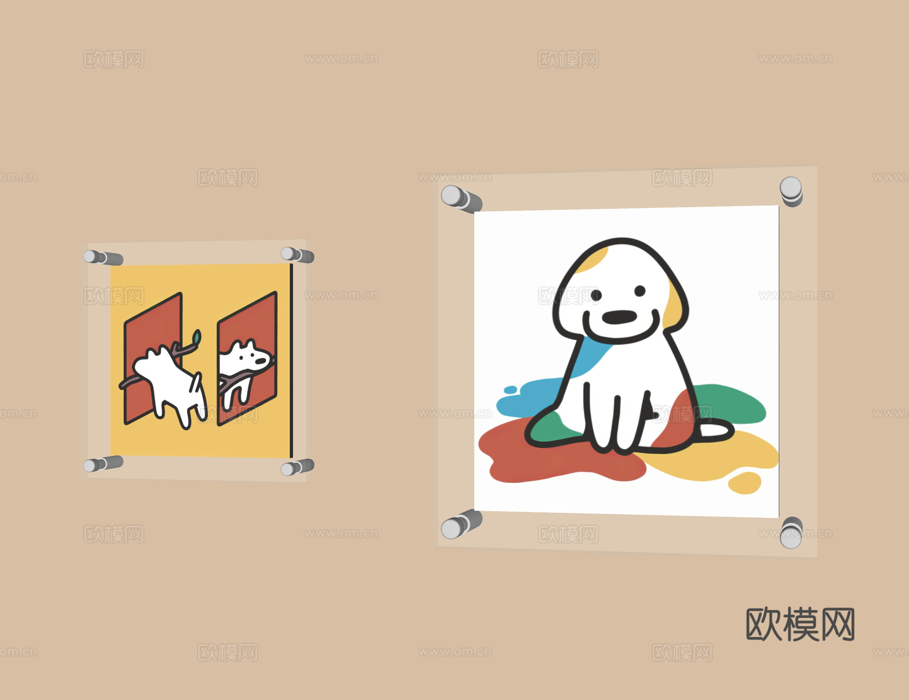 现代儿童挂画 装饰画su模型