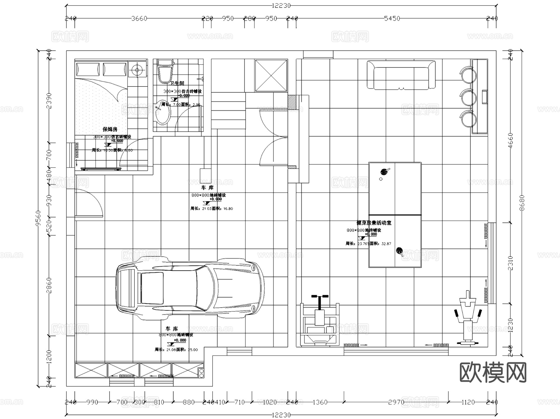 美墅馆户型三层别墅室内家装CAD施工图cad施工图