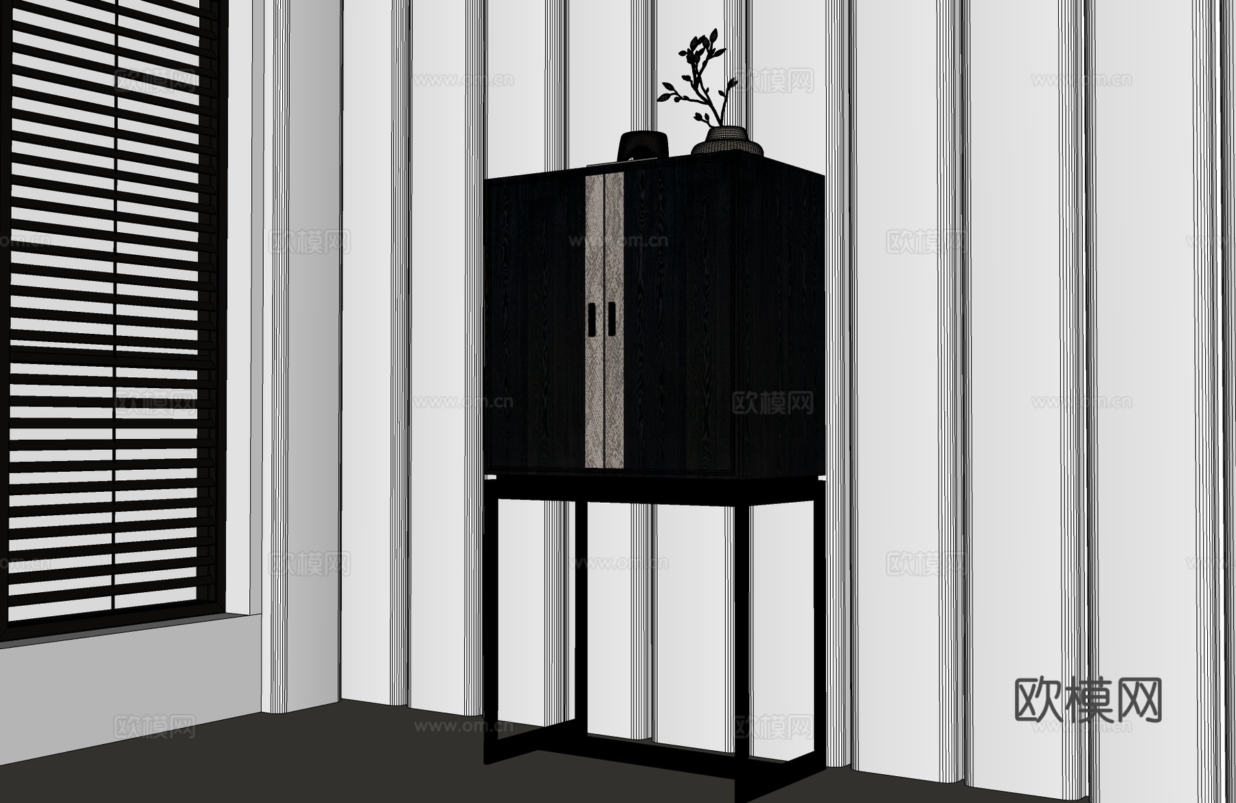 现代意式酒柜 意式装饰柜 意式边柜 意式酒柜su模型