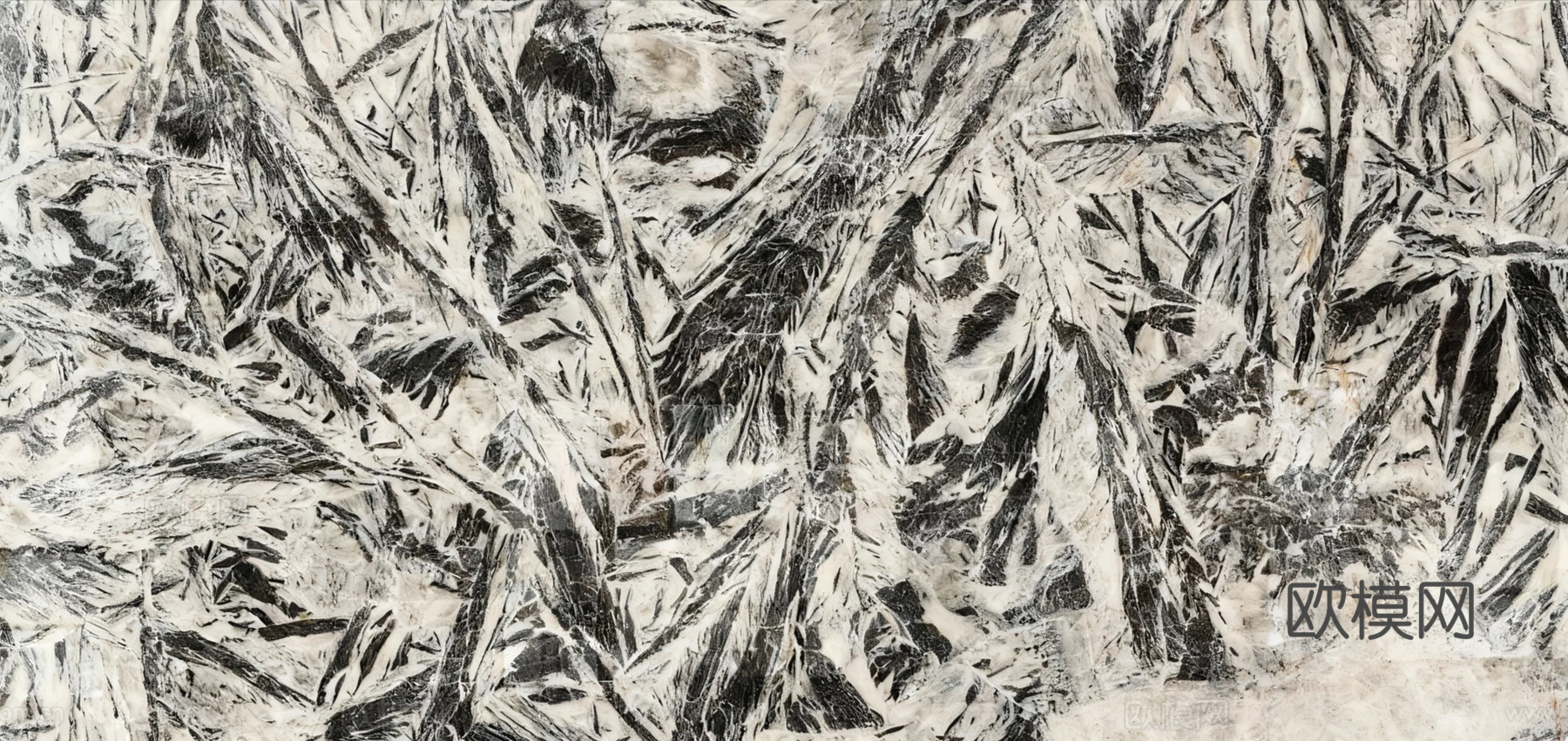 现代轻奢诧寂风工业 凤凰白大理石 羽毛纹理白色大理石瓷砖岩板