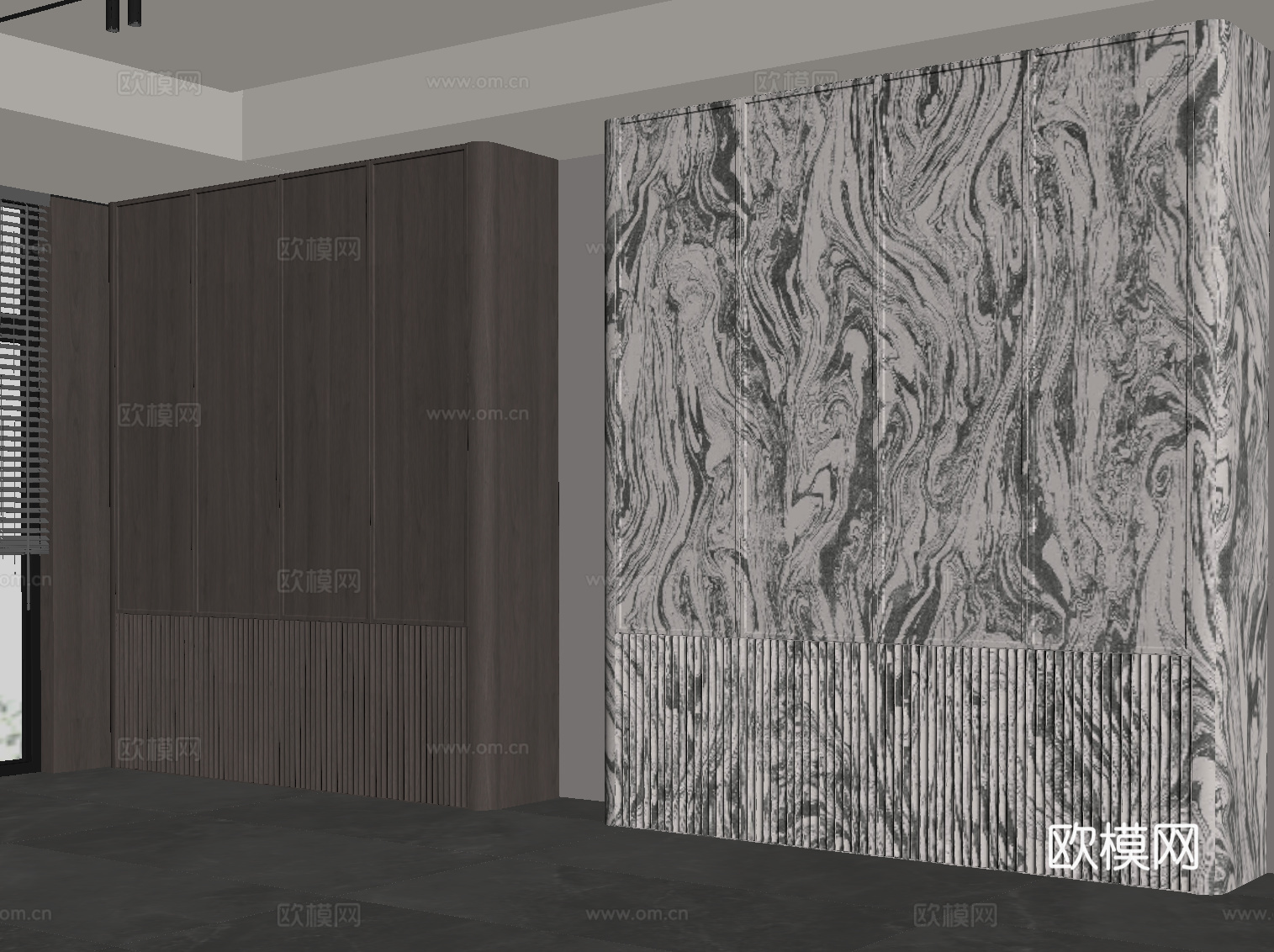 现代意式衣柜 成品衣柜su模型