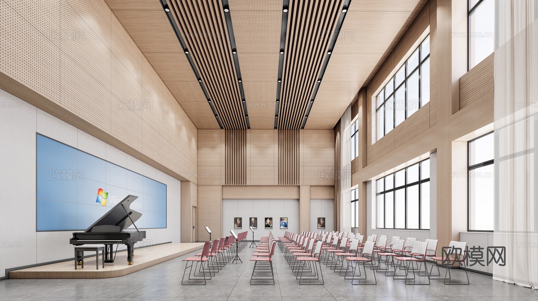 现代报告厅_多功能报告厅_报告厅_音乐教室_剧院su模型