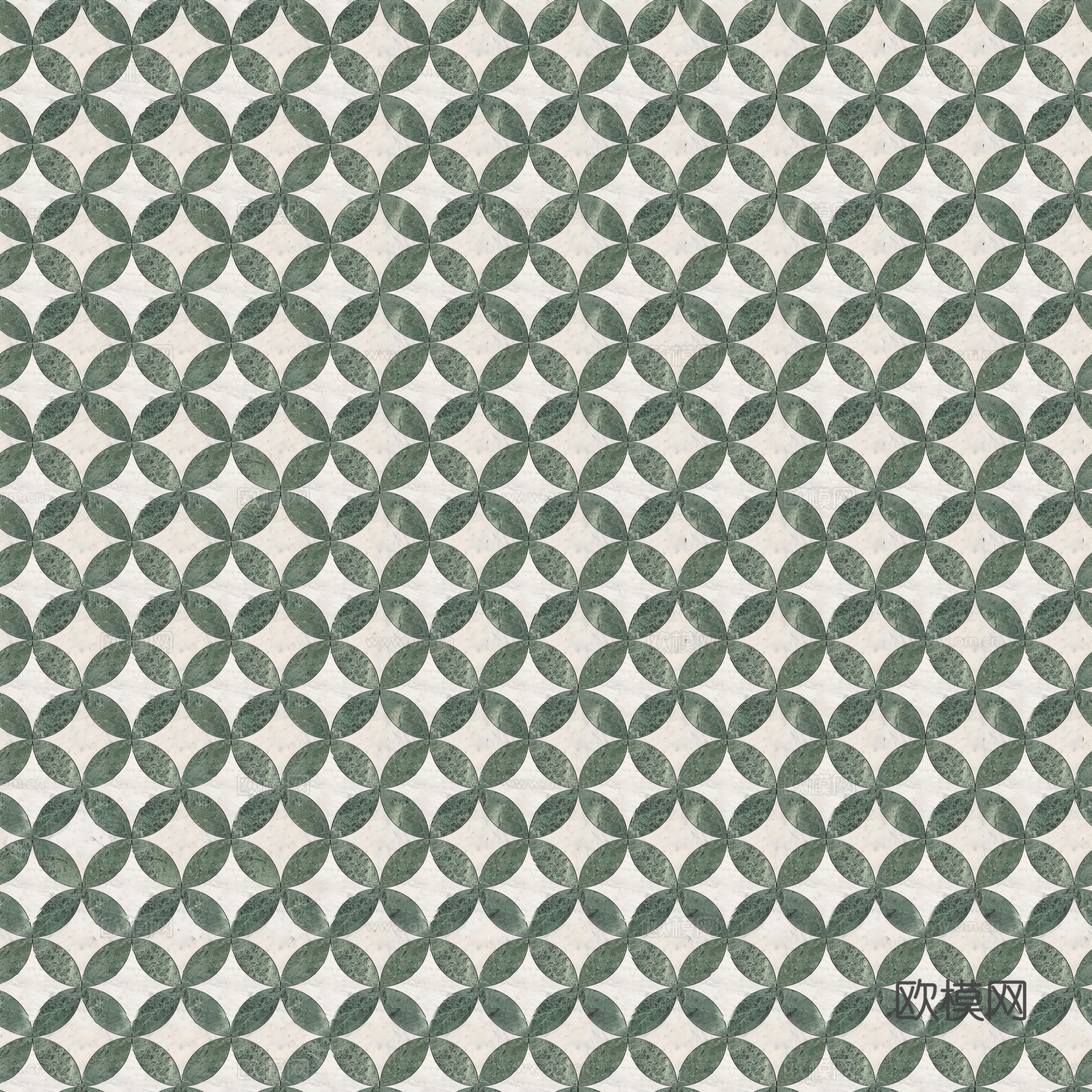 现代轻奢绿色石材拼花 拼花大理石