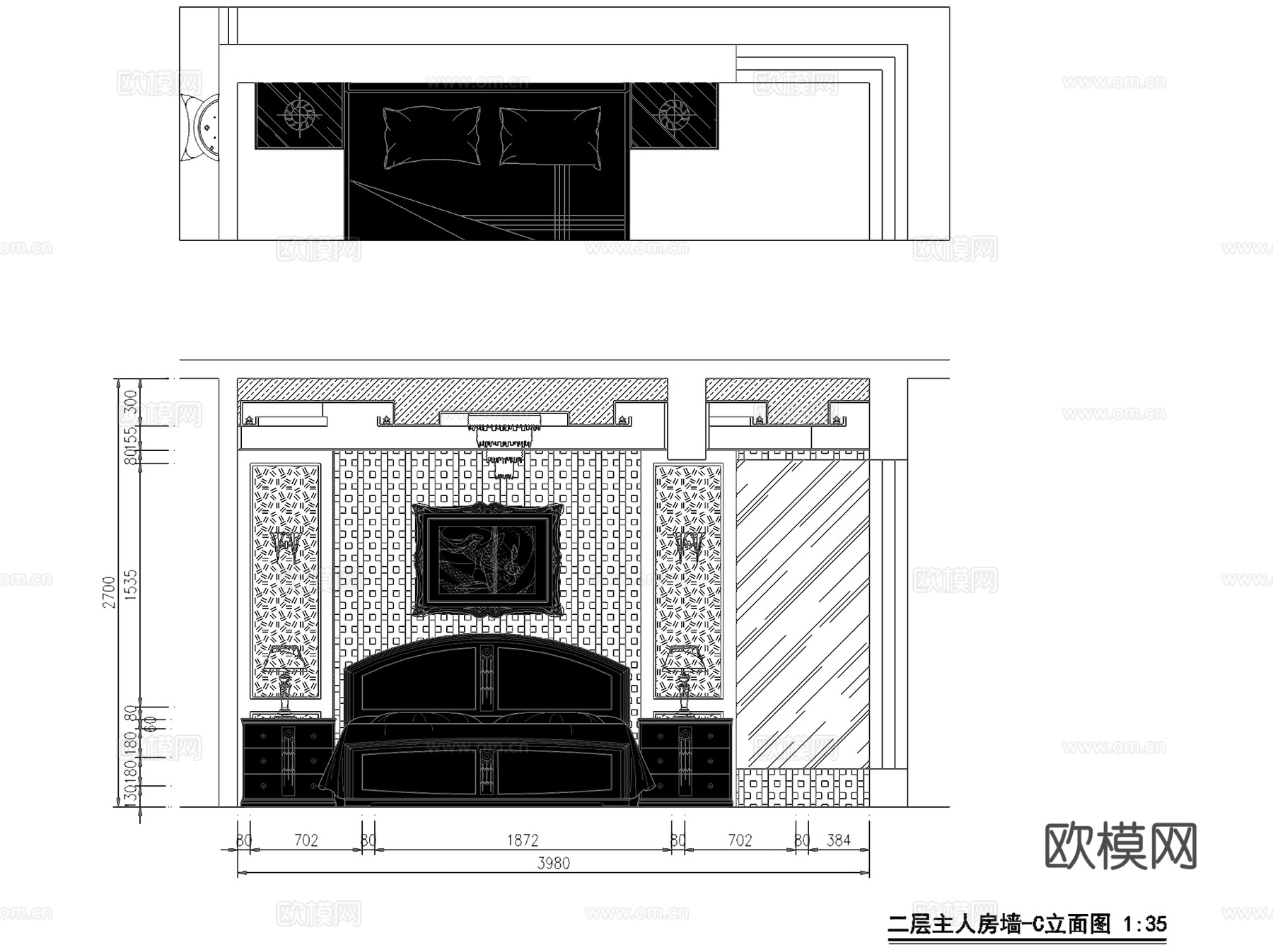 欧式二层别墅室内家装CAD施工图cad施工图