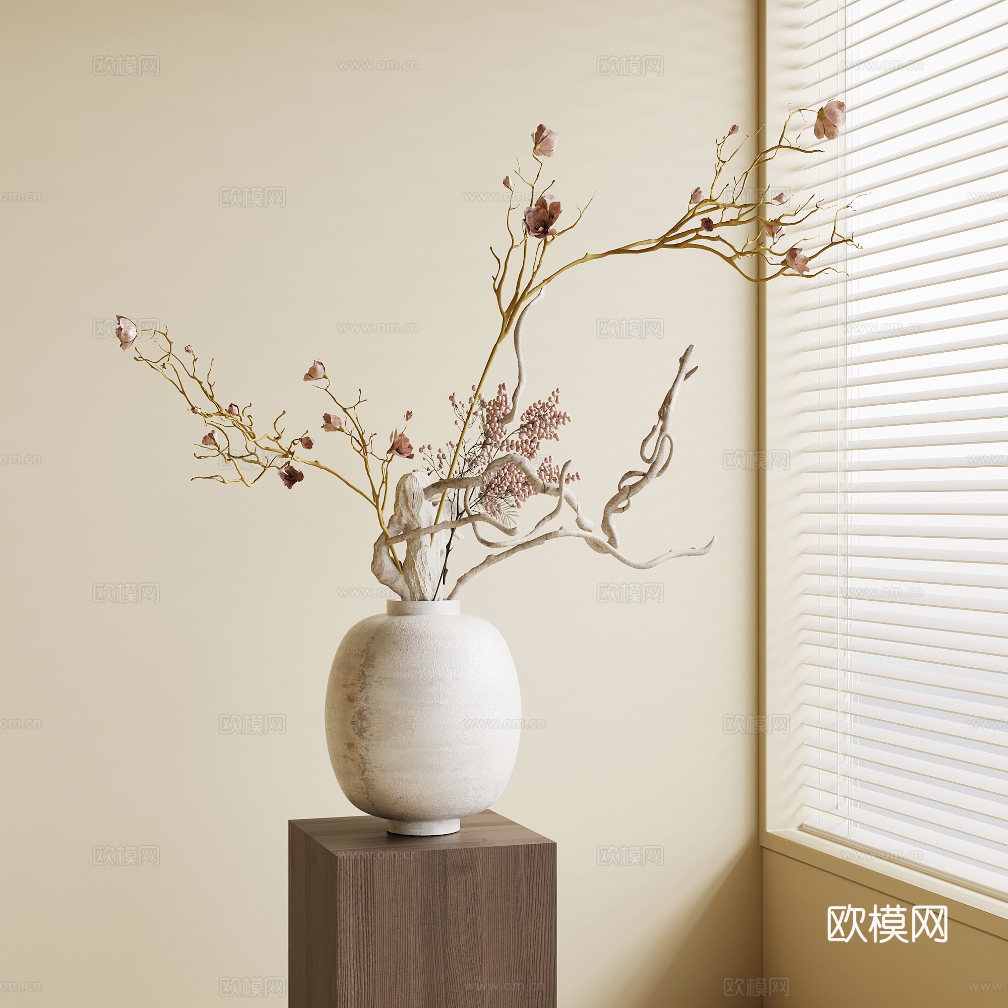 侘寂中古花瓶 花艺su模型