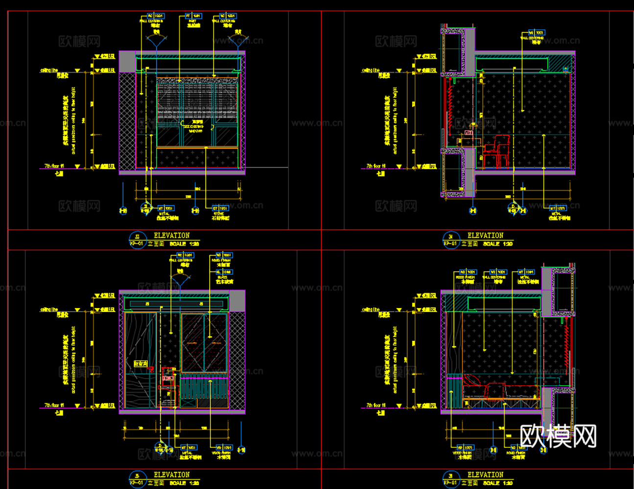 最新10套家装三居室大户型洋房样板间全套装修施工图大平层cad施工图