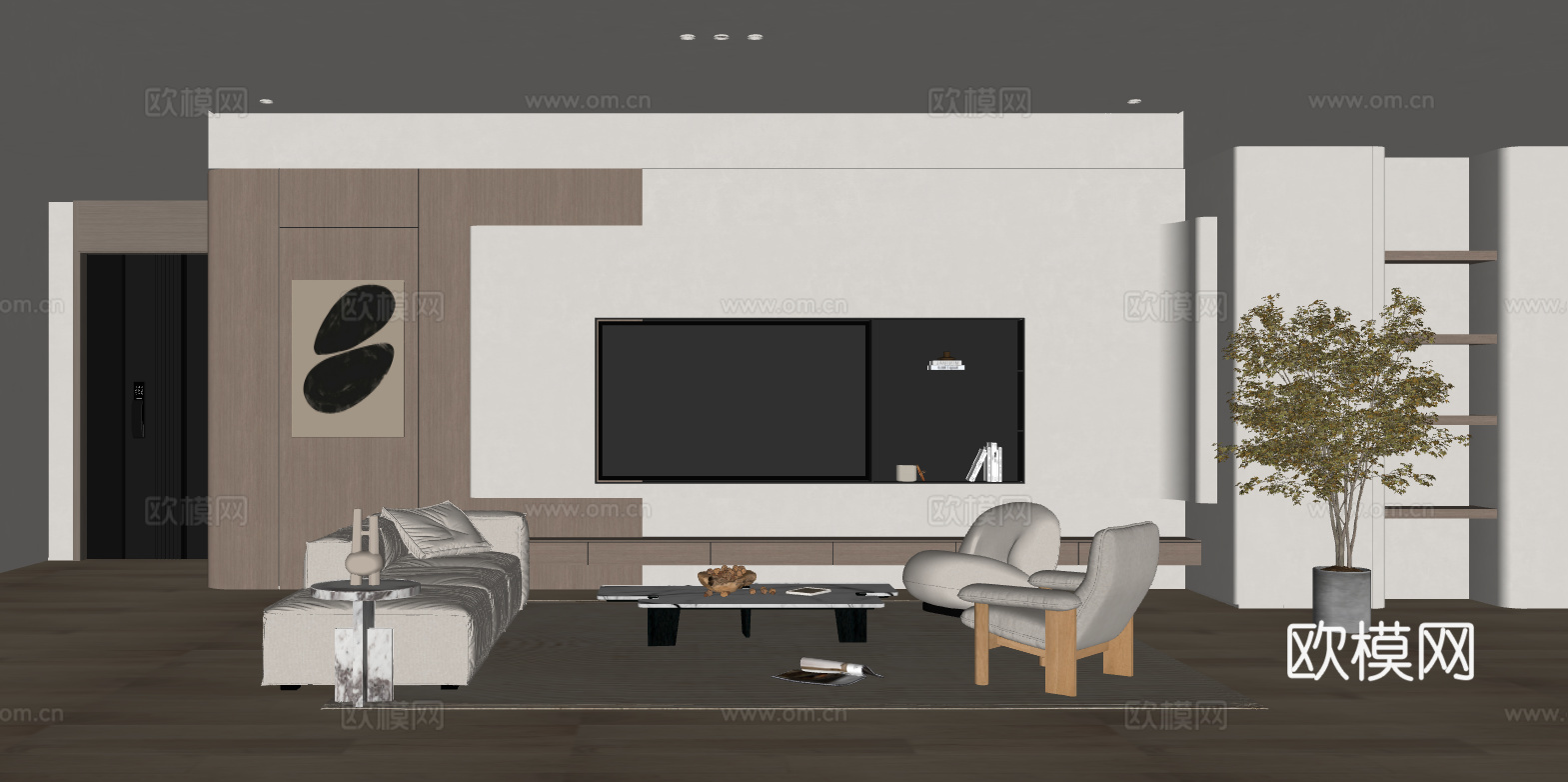 现代极简客厅免费su模型