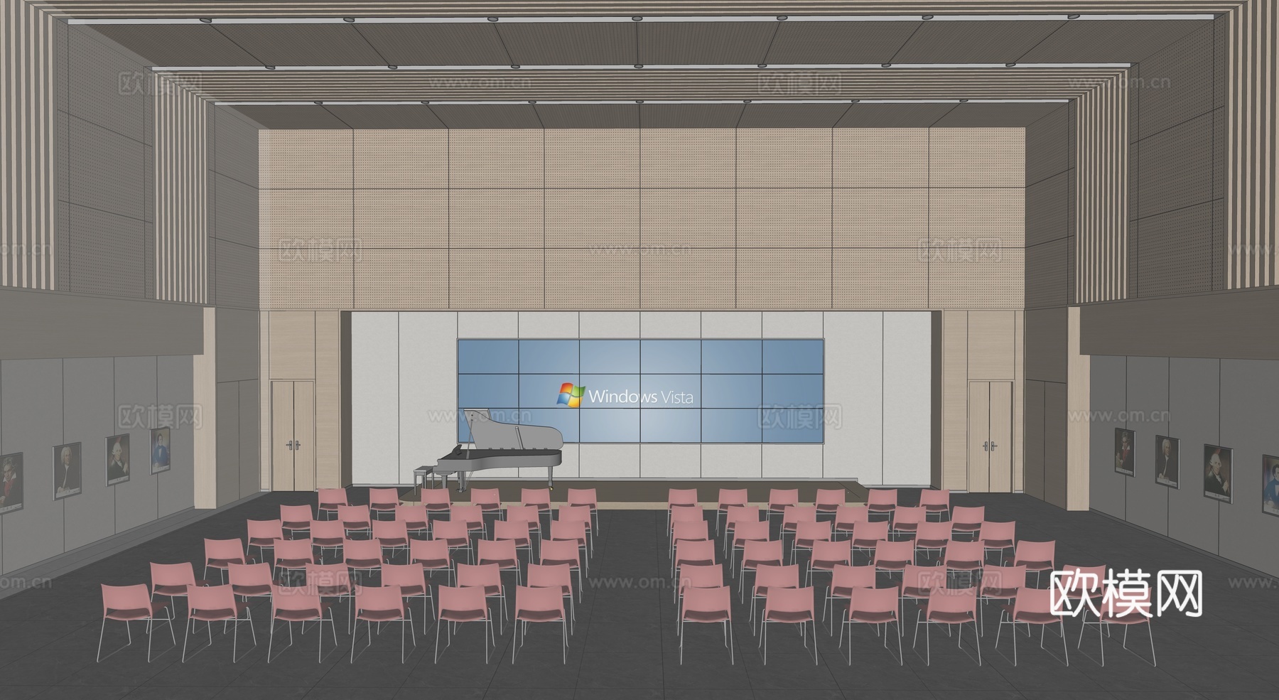 现代报告厅_报告厅_多功能报告厅_小报告厅_音乐教室su模型