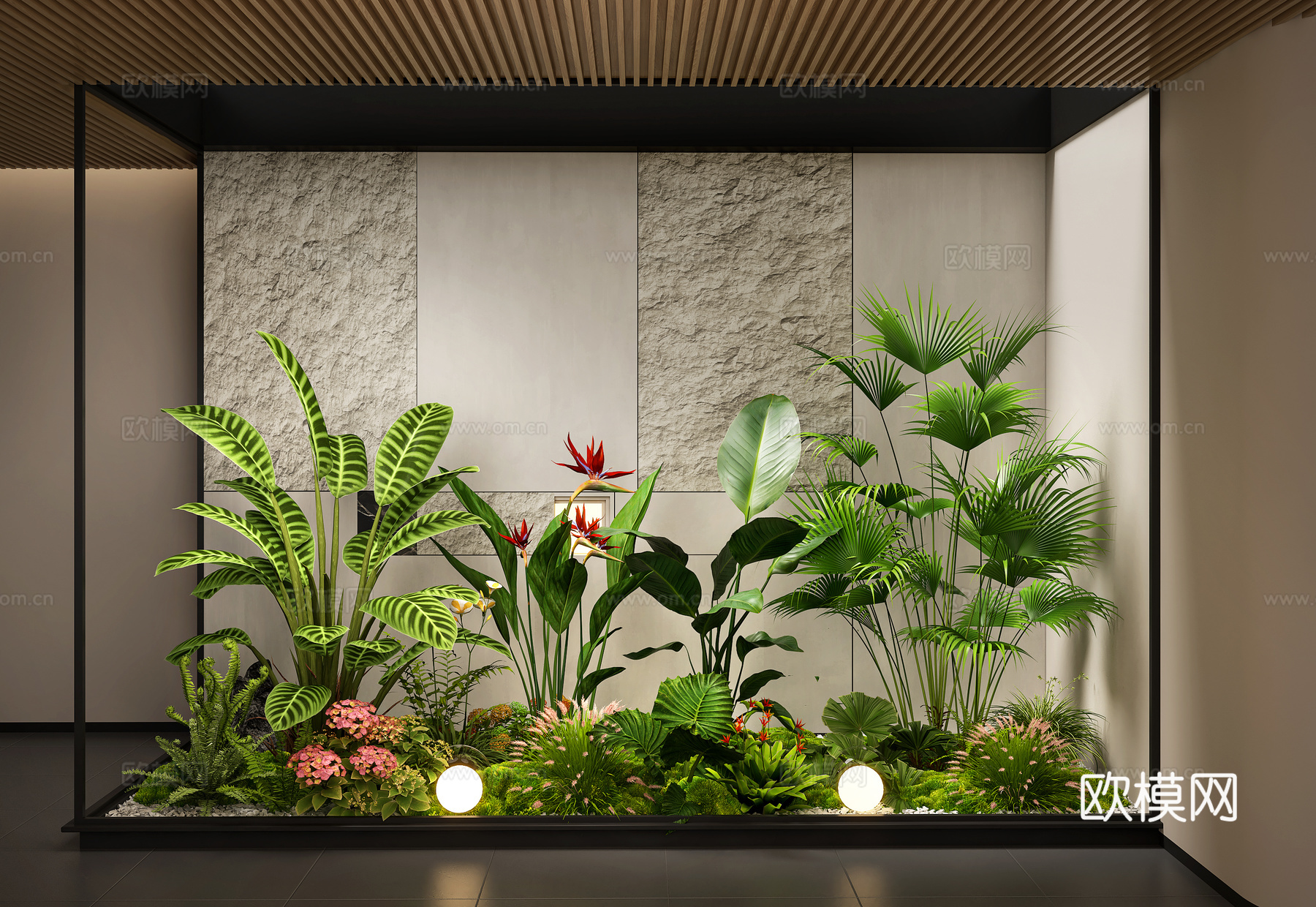 室内景观  庭院景观  景观造景   植物堆   植物组合3d模型下载