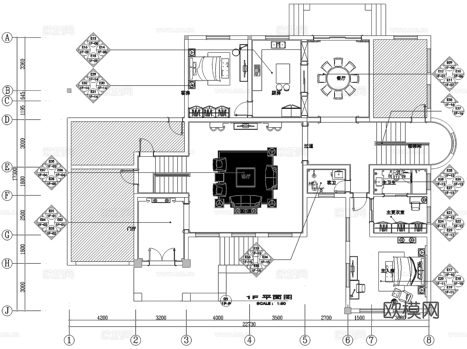 欧式二层别墅私宅室内家装CAD施工图cad施工图