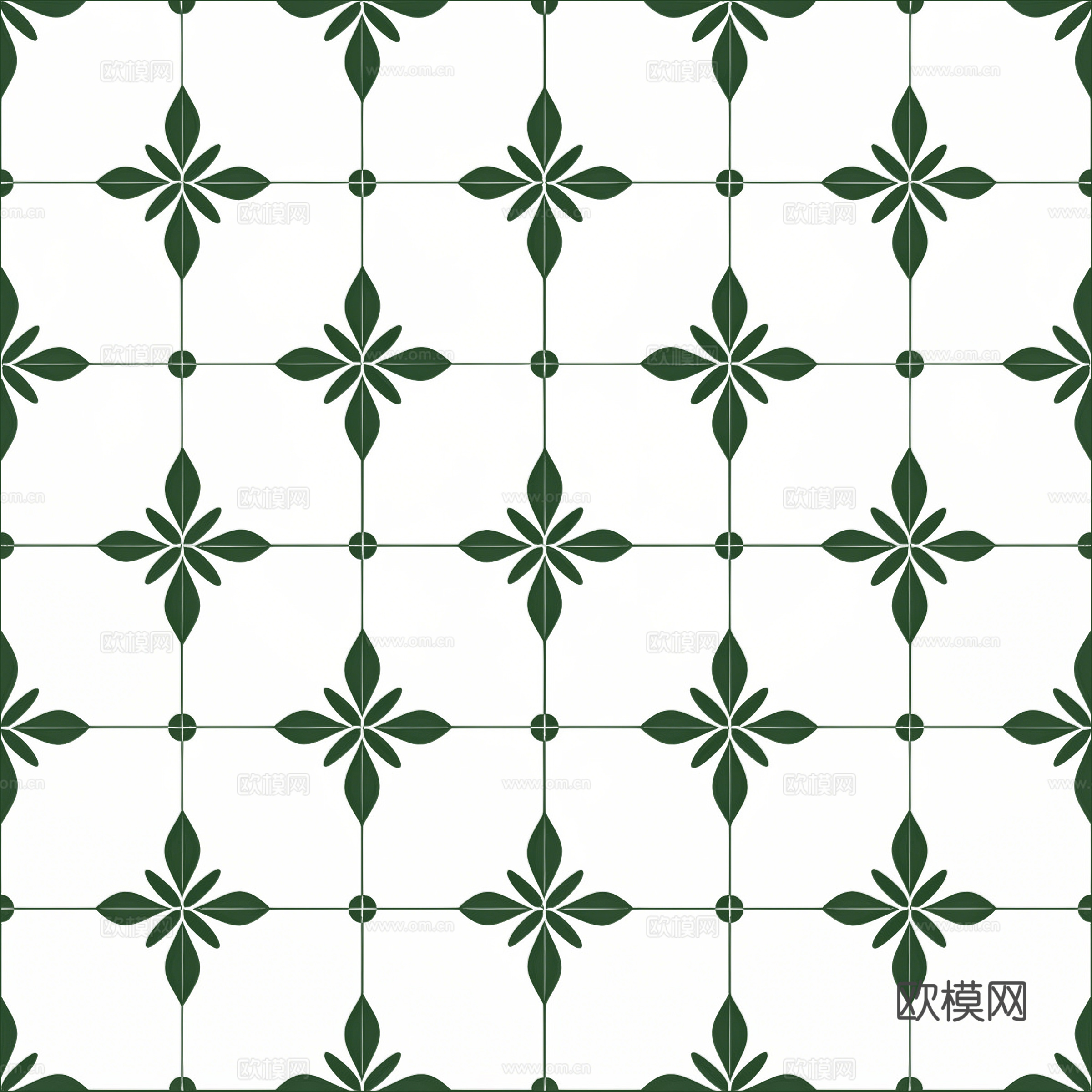 现代法式无缝绿色小法花砖贴图