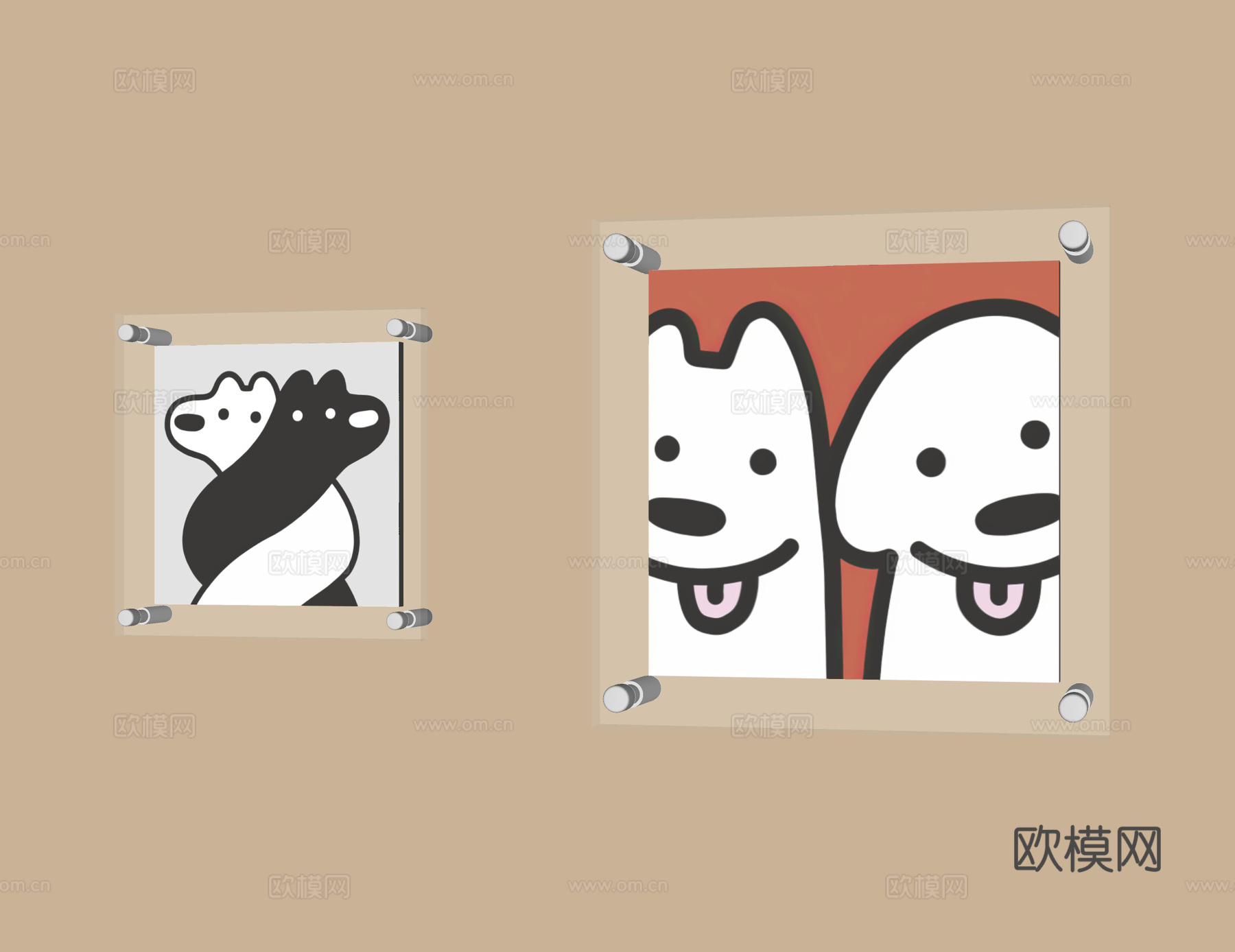 现代儿童挂画 装饰画su模型