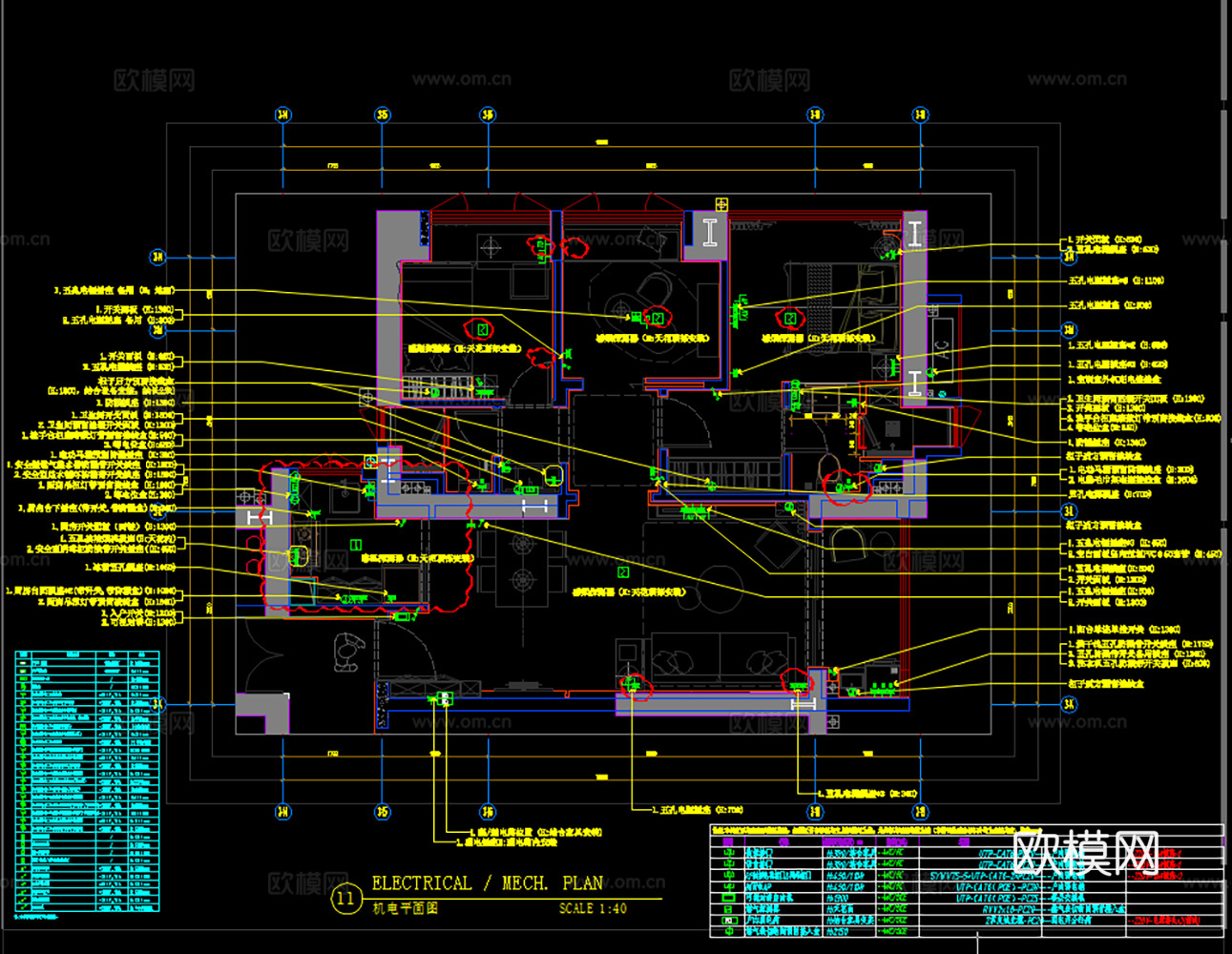 最新10套家装三居室大户型洋房样板间全套装修施工图大平层cad施工图