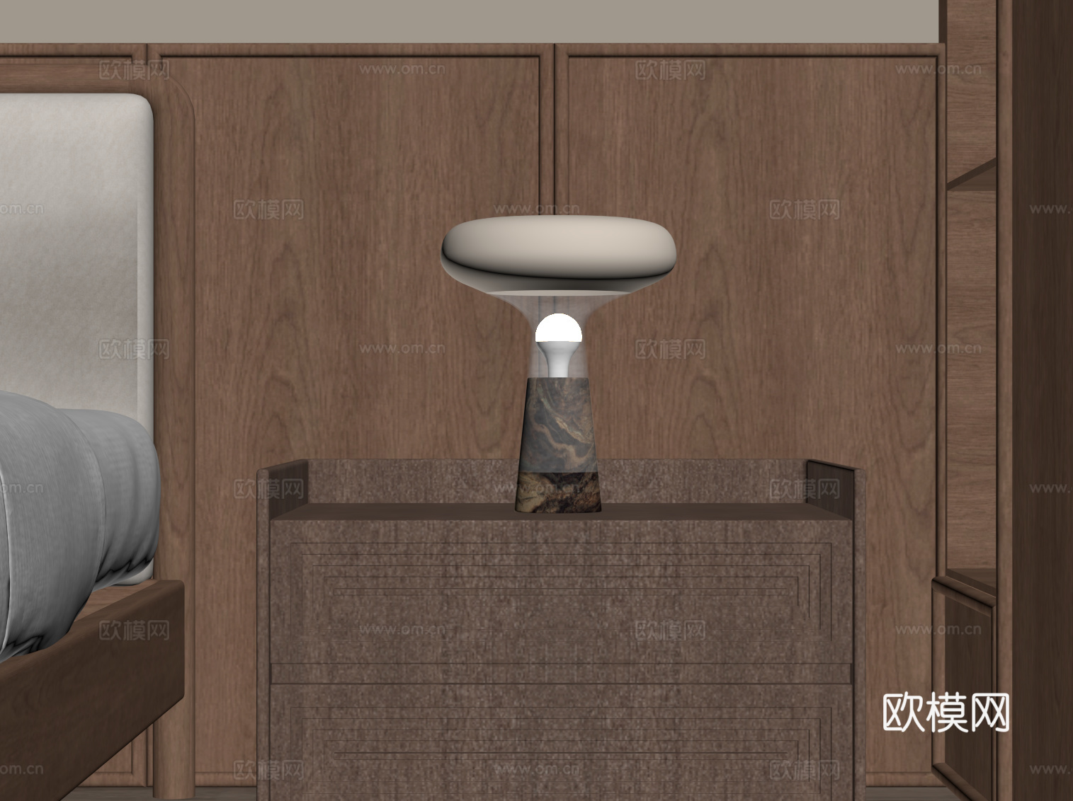 现代中古风台灯su模型