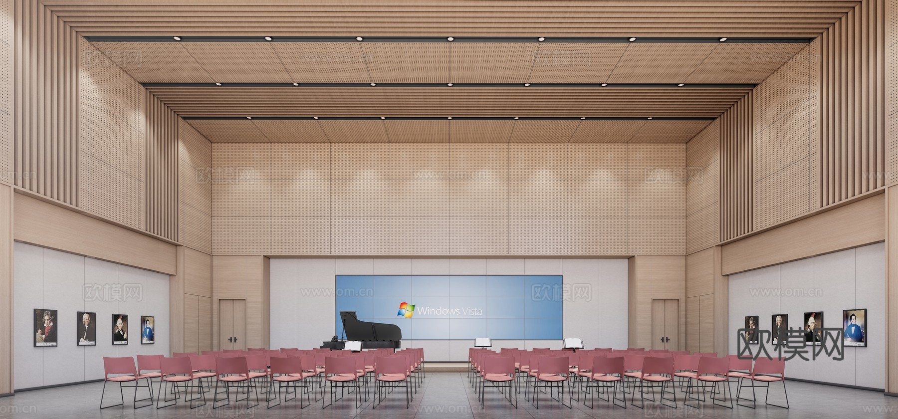 现代报告厅_报告厅_多功能报告厅_小报告厅_音乐教室su模型