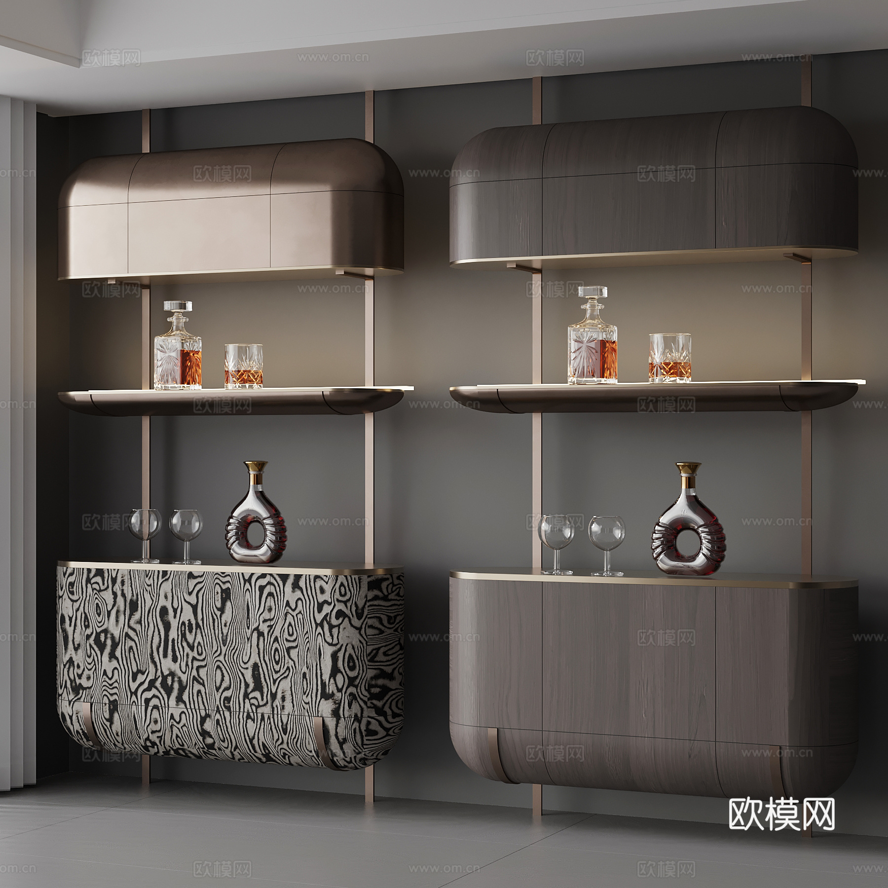 现代酒架 酒柜3d模型下载
