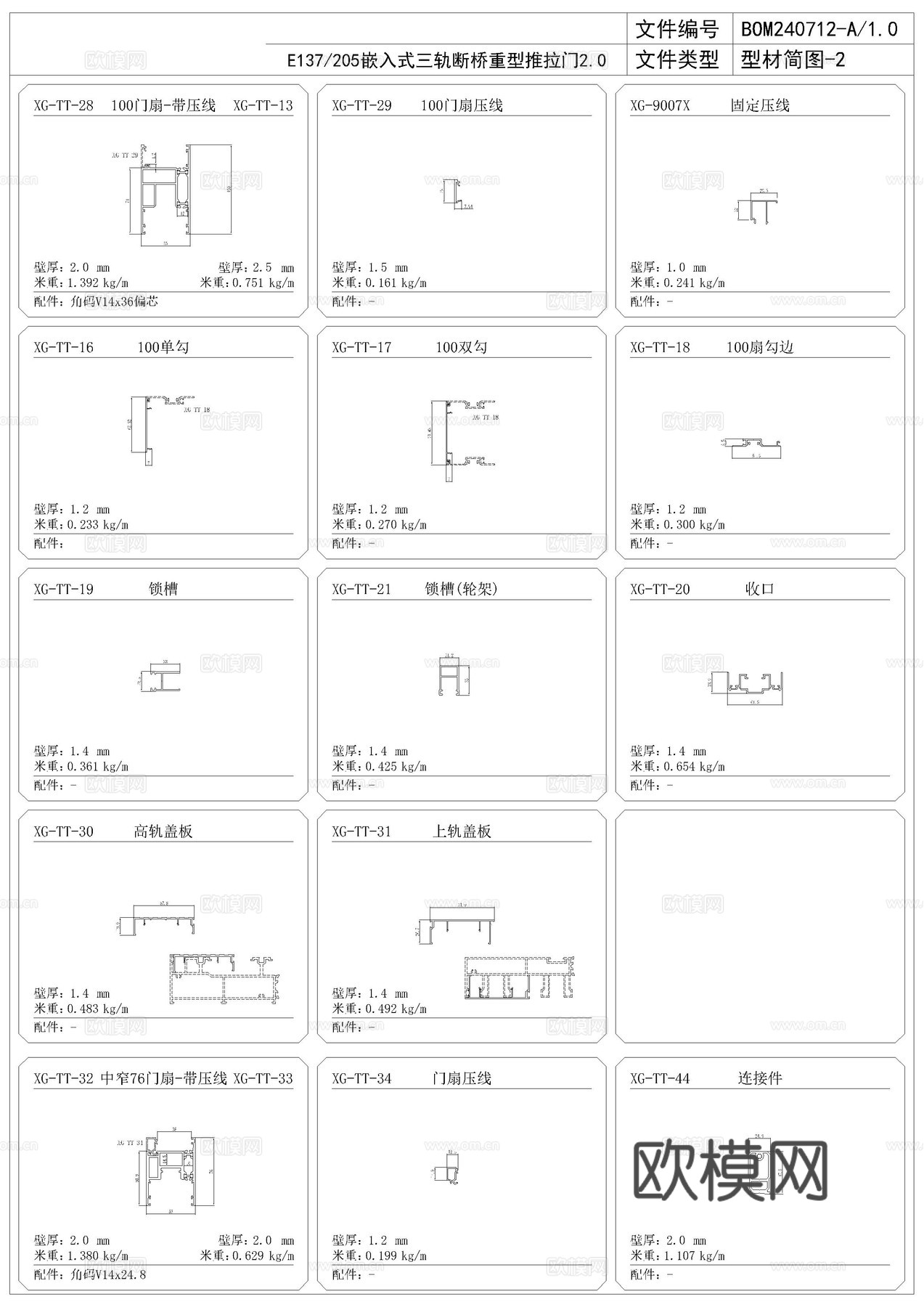 推拉门节点cad施工图