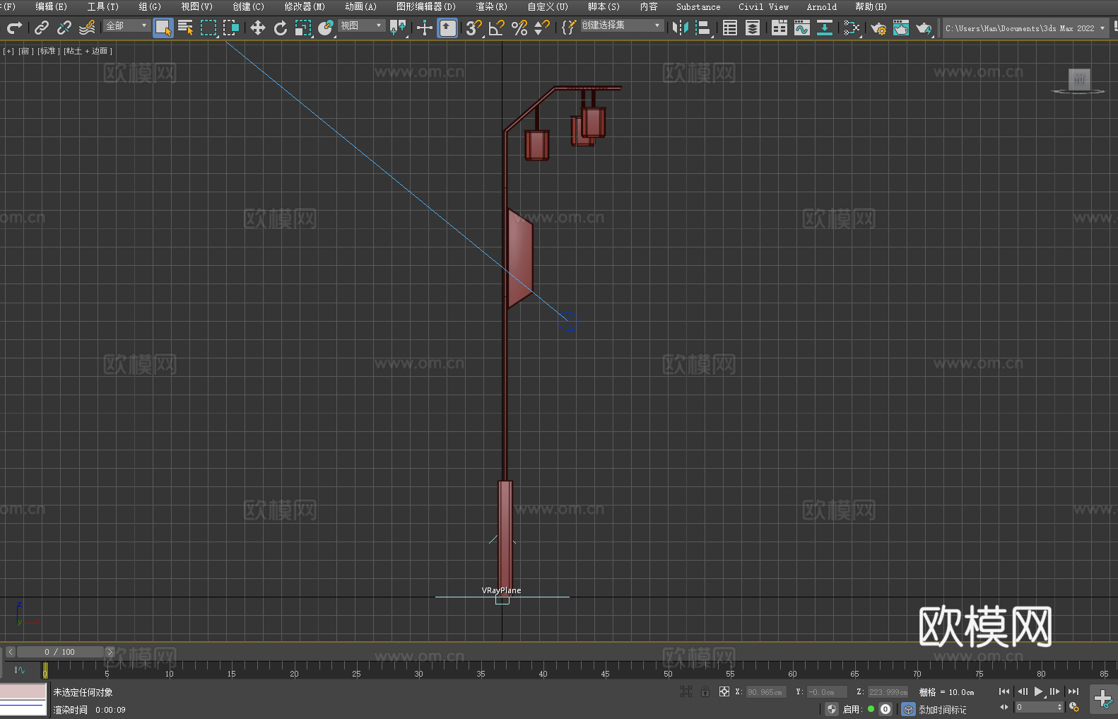 路灯 灯柱 路灯杆 照明灯 户外灯3d模型下载（渲染图3）