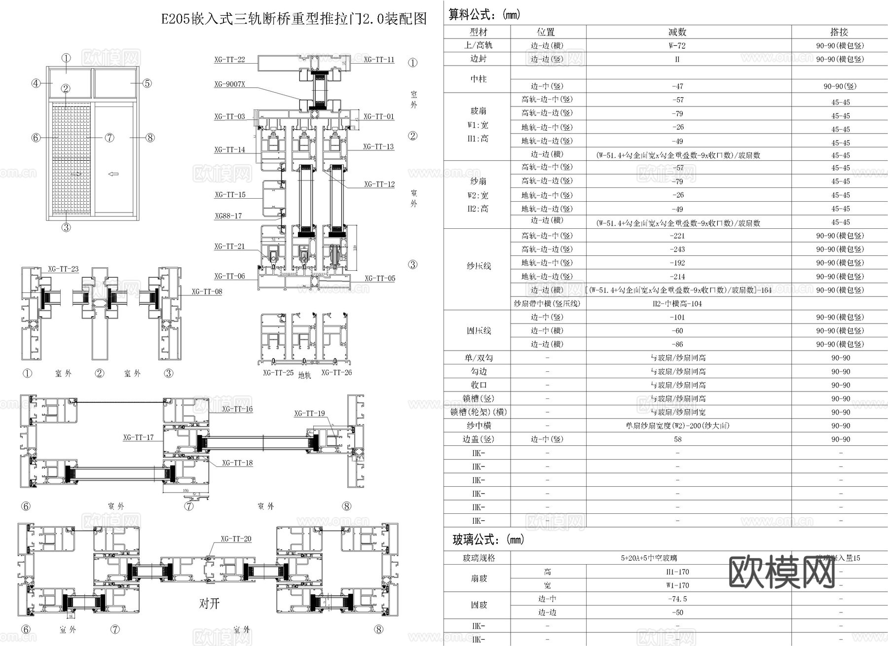 推拉门节点cad施工图
