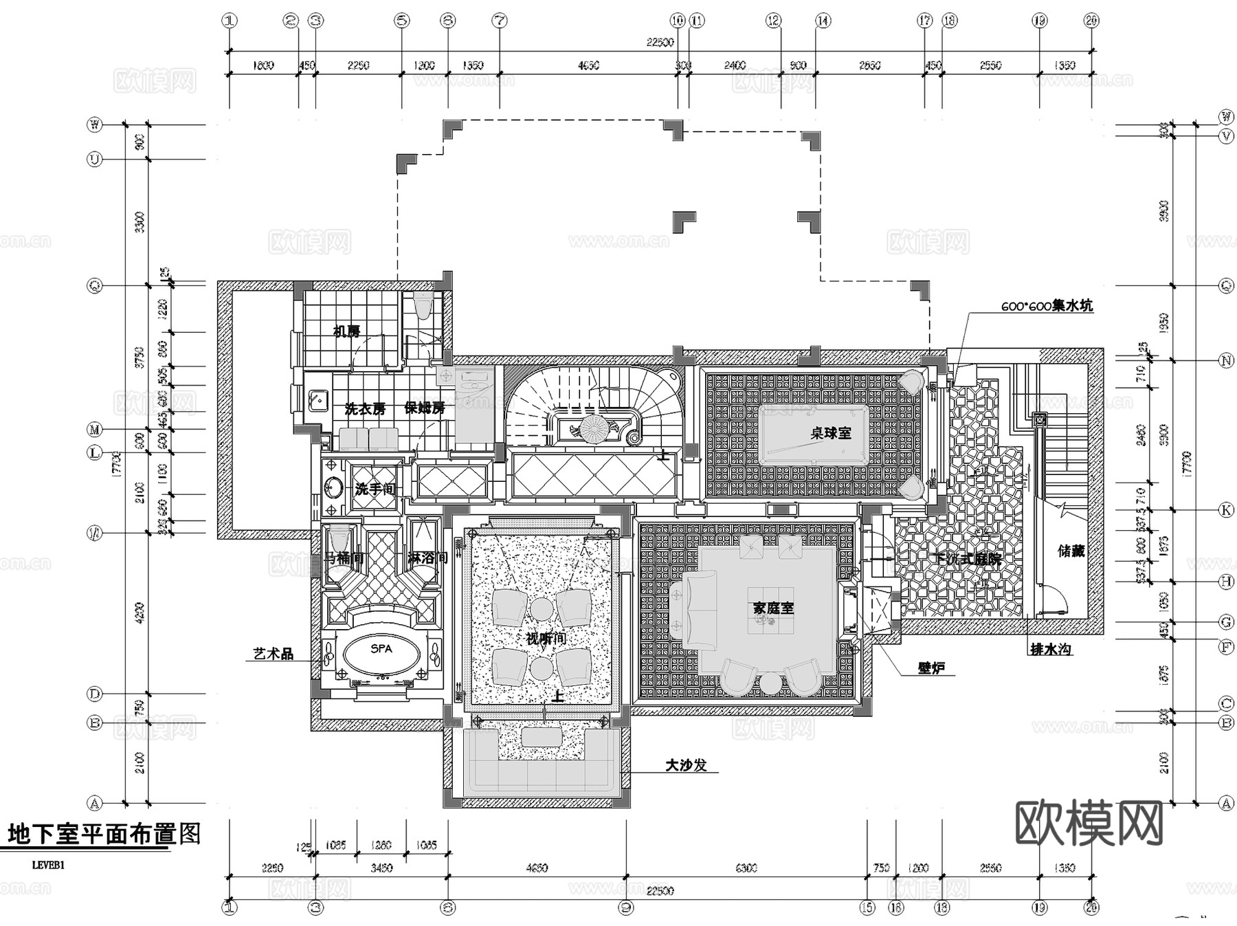 青岛山水太和月光A6#别墅室内家装CAD施工图整套cad施工图