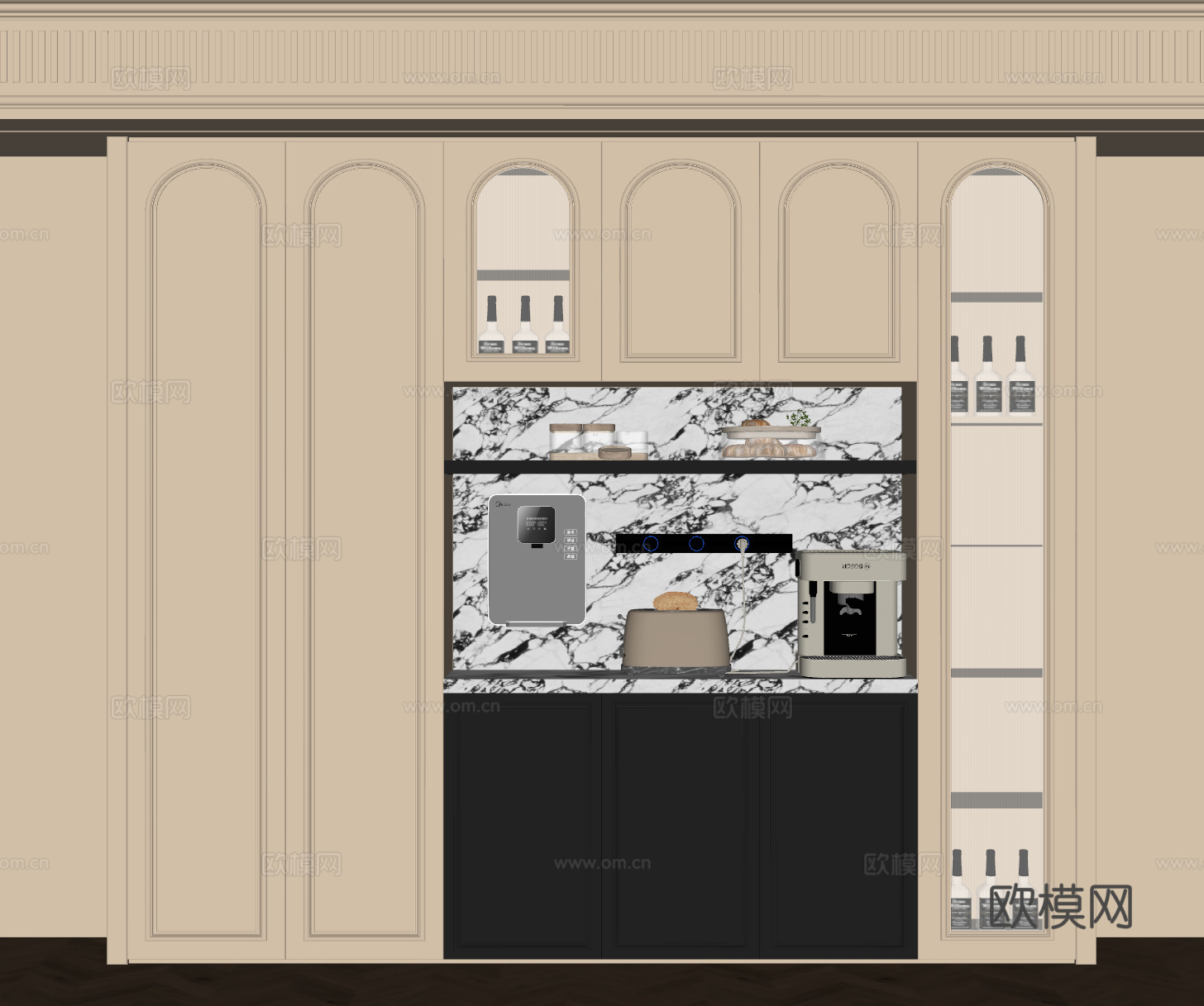 法式复古酒柜 餐边柜su模型