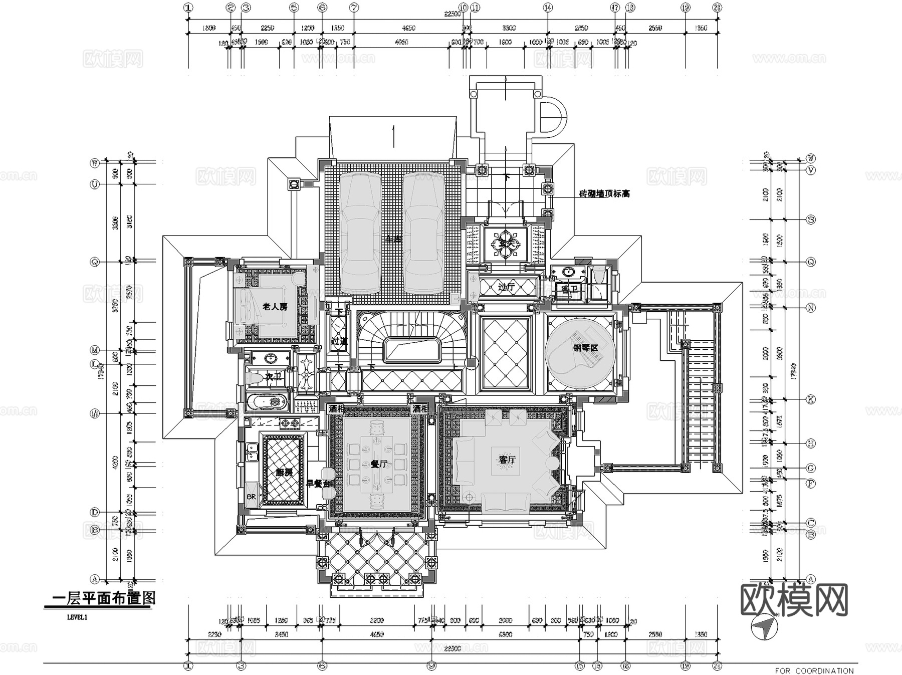 青岛山水太和月光A6#别墅室内家装CAD施工图整套cad施工图