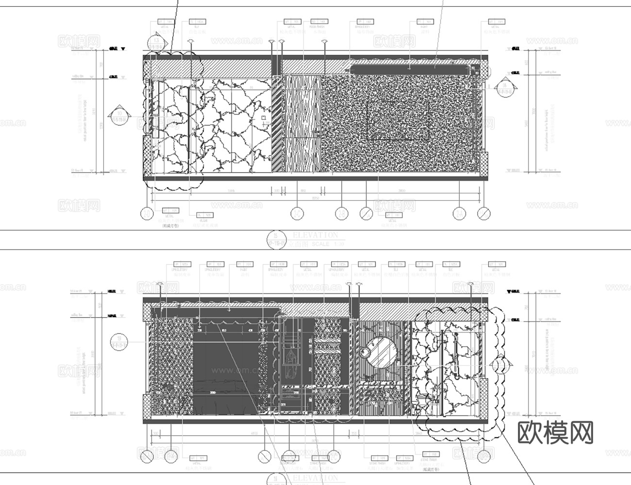 15套现代3室精装修样板房大户型洋房大平层全套施工图cad施工图
