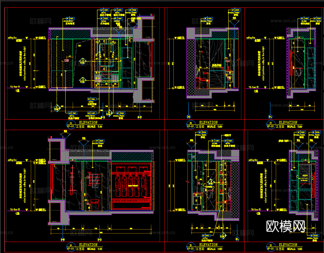 最新10套家装三居室大户型洋房样板间全套装修施工图大平层cad施工图