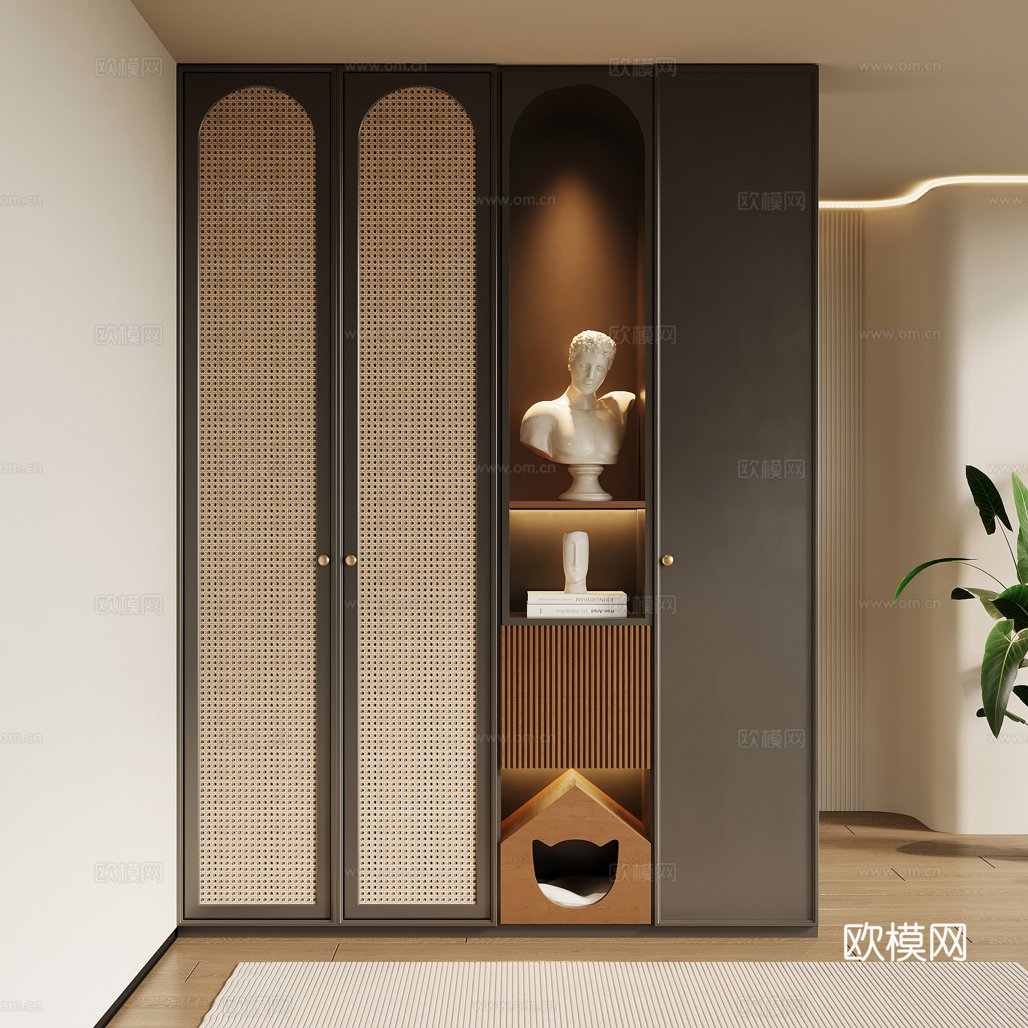 法式复古玄关 鞋柜 玄关柜su模型